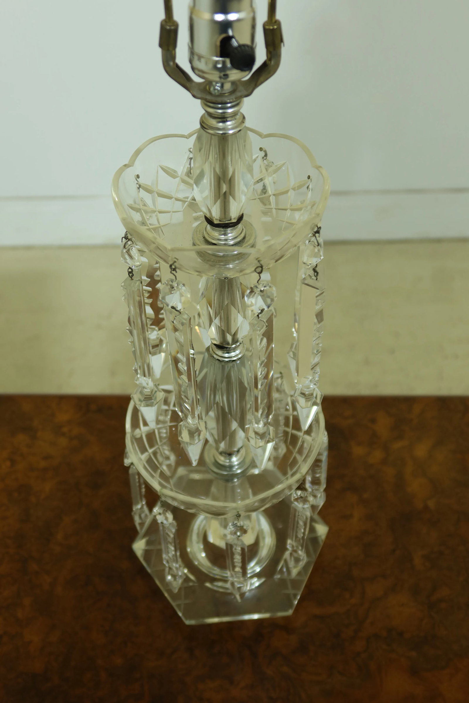 Crystal 2 Tier Prism Table Lamps - a Pair - 3