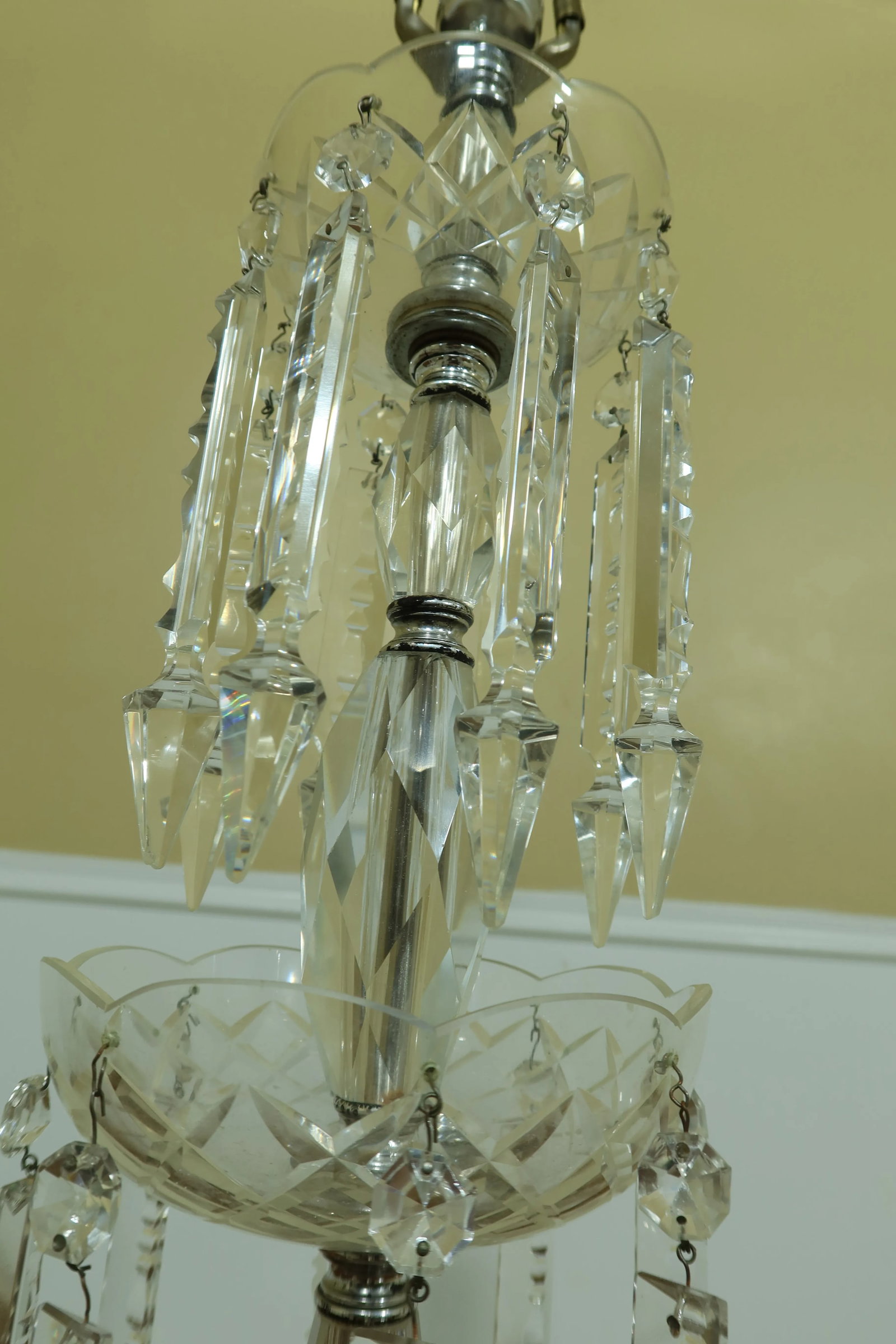 Crystal 2 Tier Prism Table Lamps - a Pair - 7