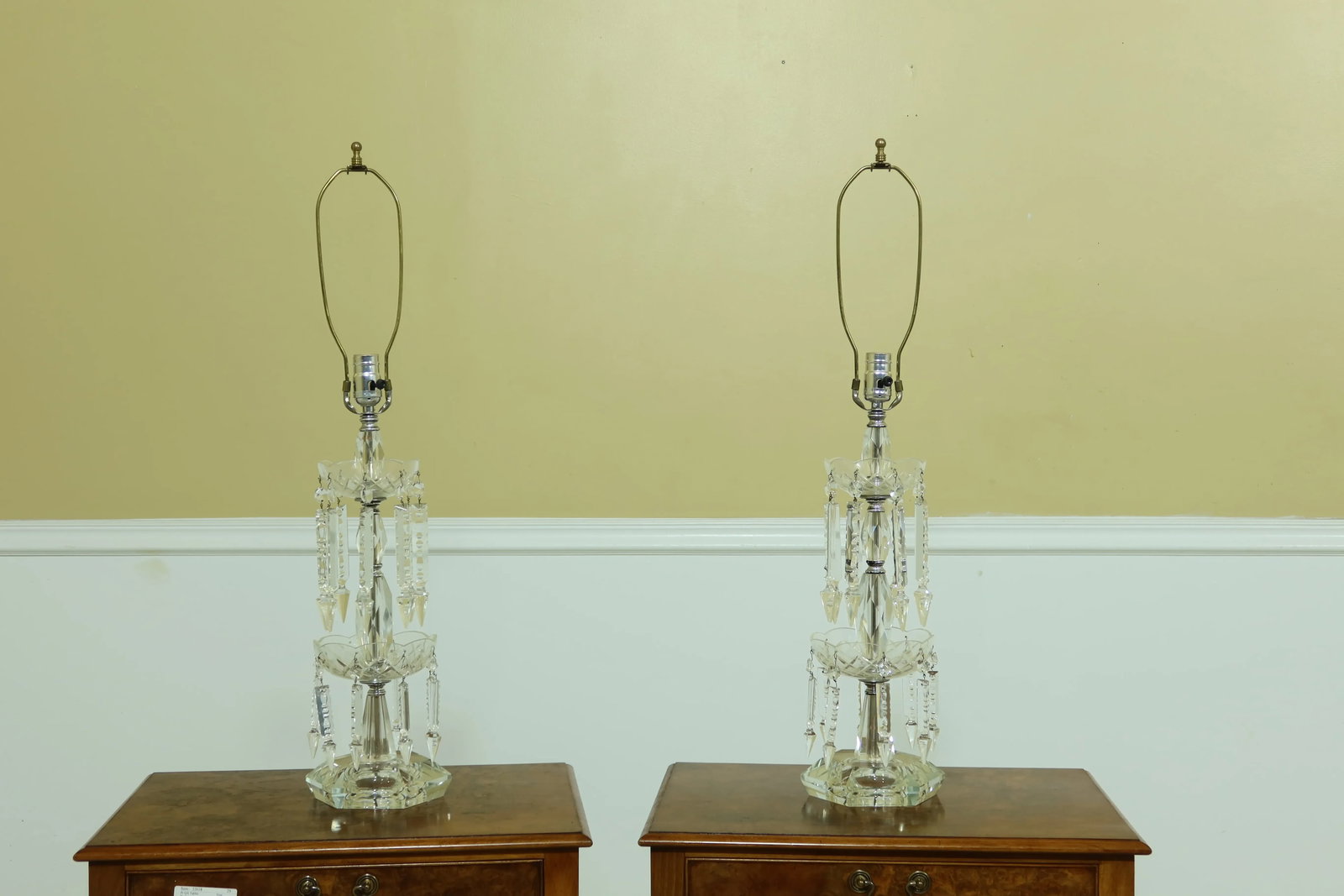 Crystal 2 Tier Prism Table Lamps - a Pair - 8