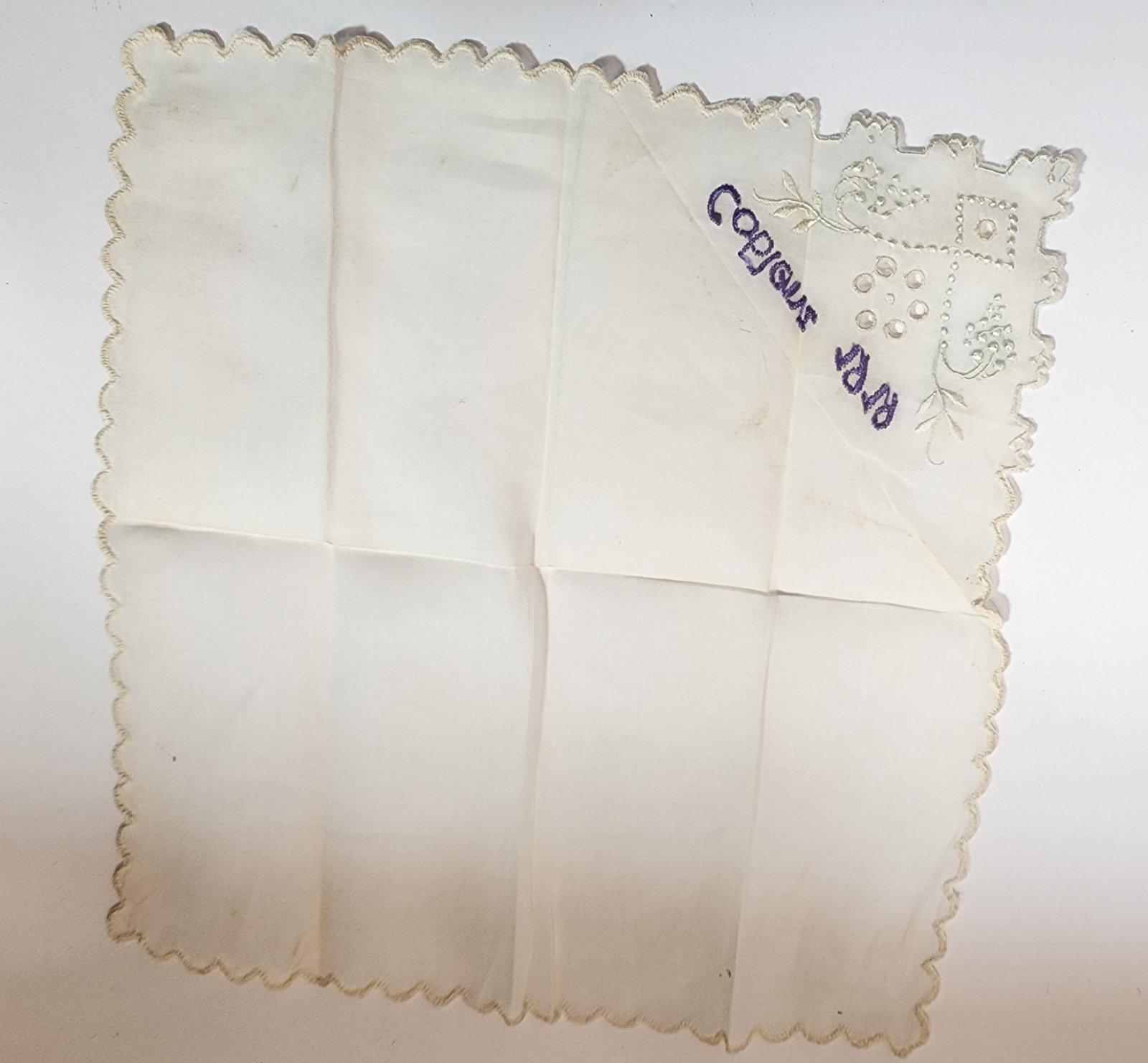 Set of 3 French Antique Handkerchiefs From Ww1 - 6