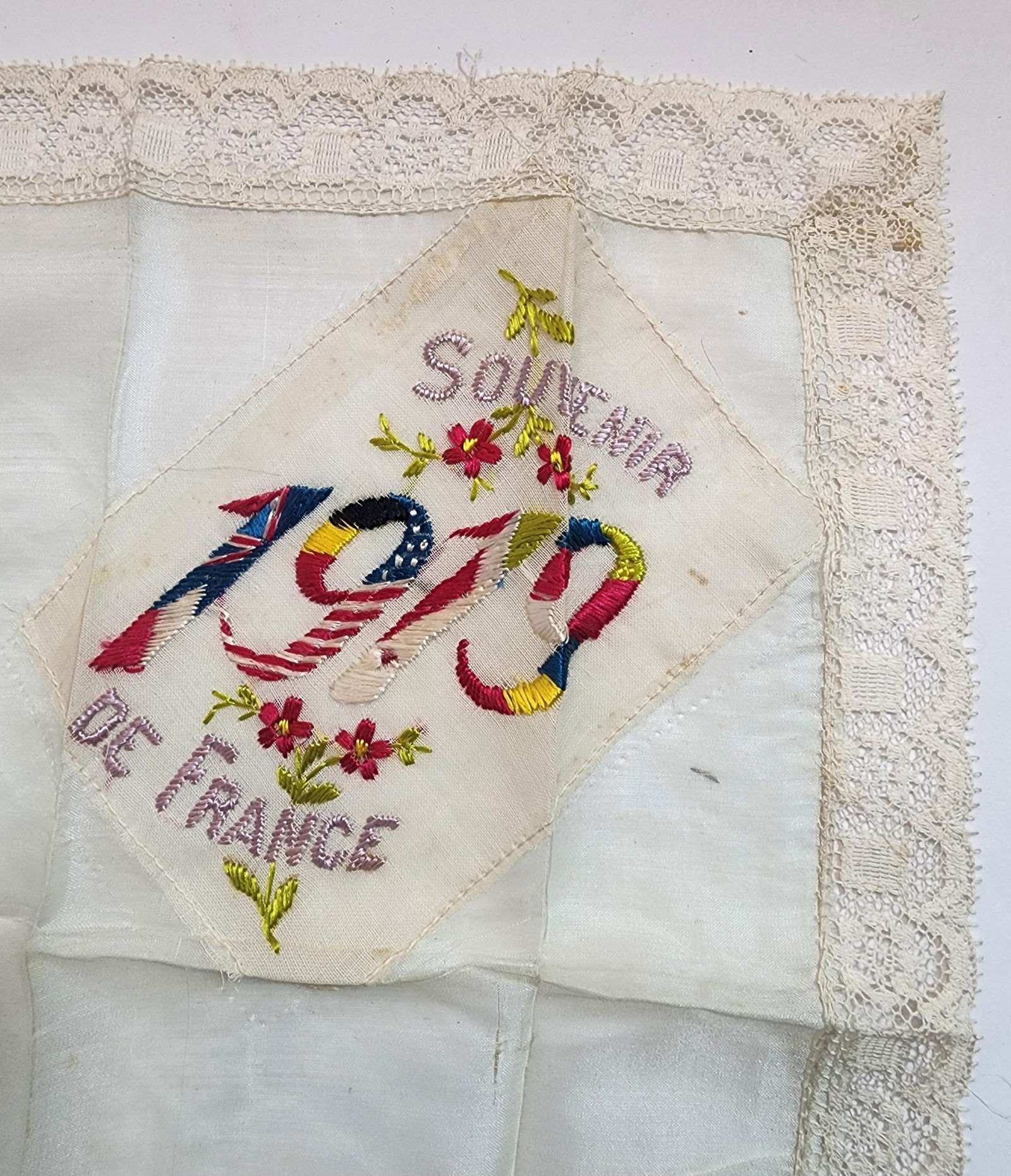 Set of 3 French Antique Handkerchiefs From Ww1 - 7