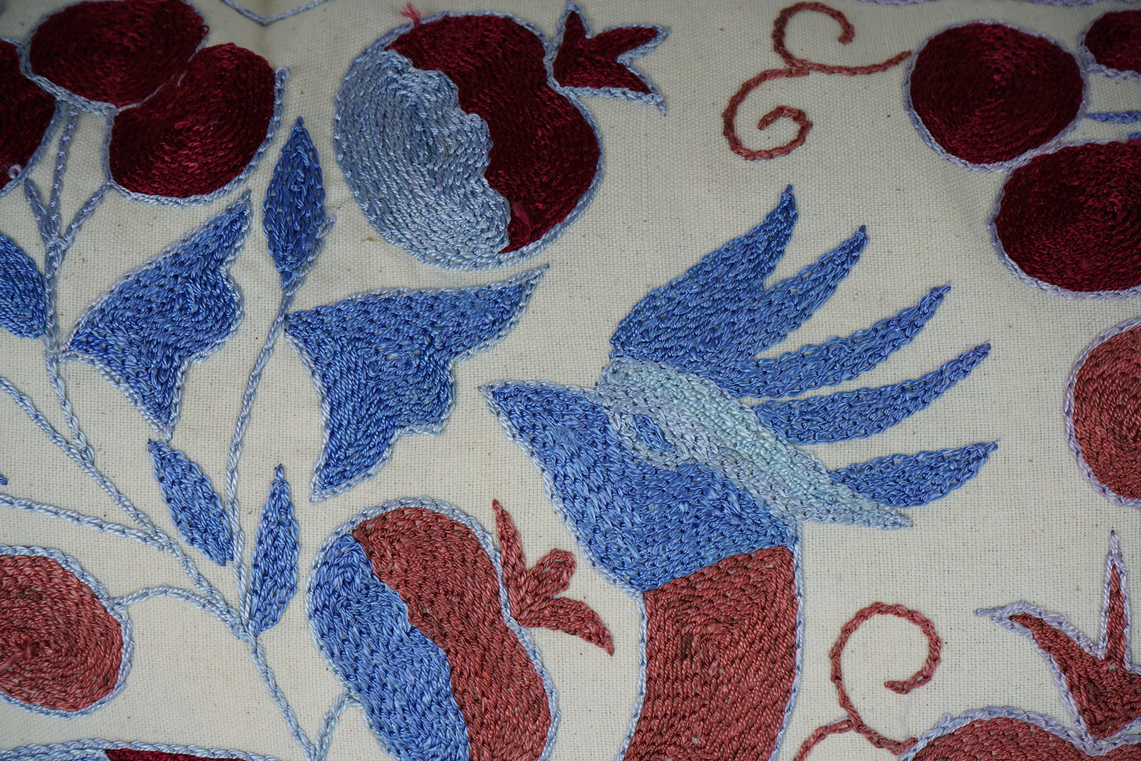 Hand Embroidered Suzani Lumbar Pillow Cover - 4