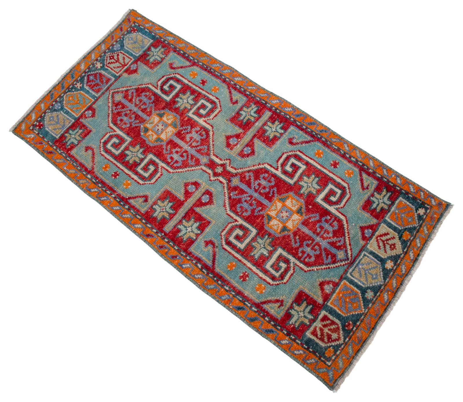 1970s Vintage Turkish Rug Hand Knotted Small Rug Mat Enrty Decor Kitchen Rug - 7