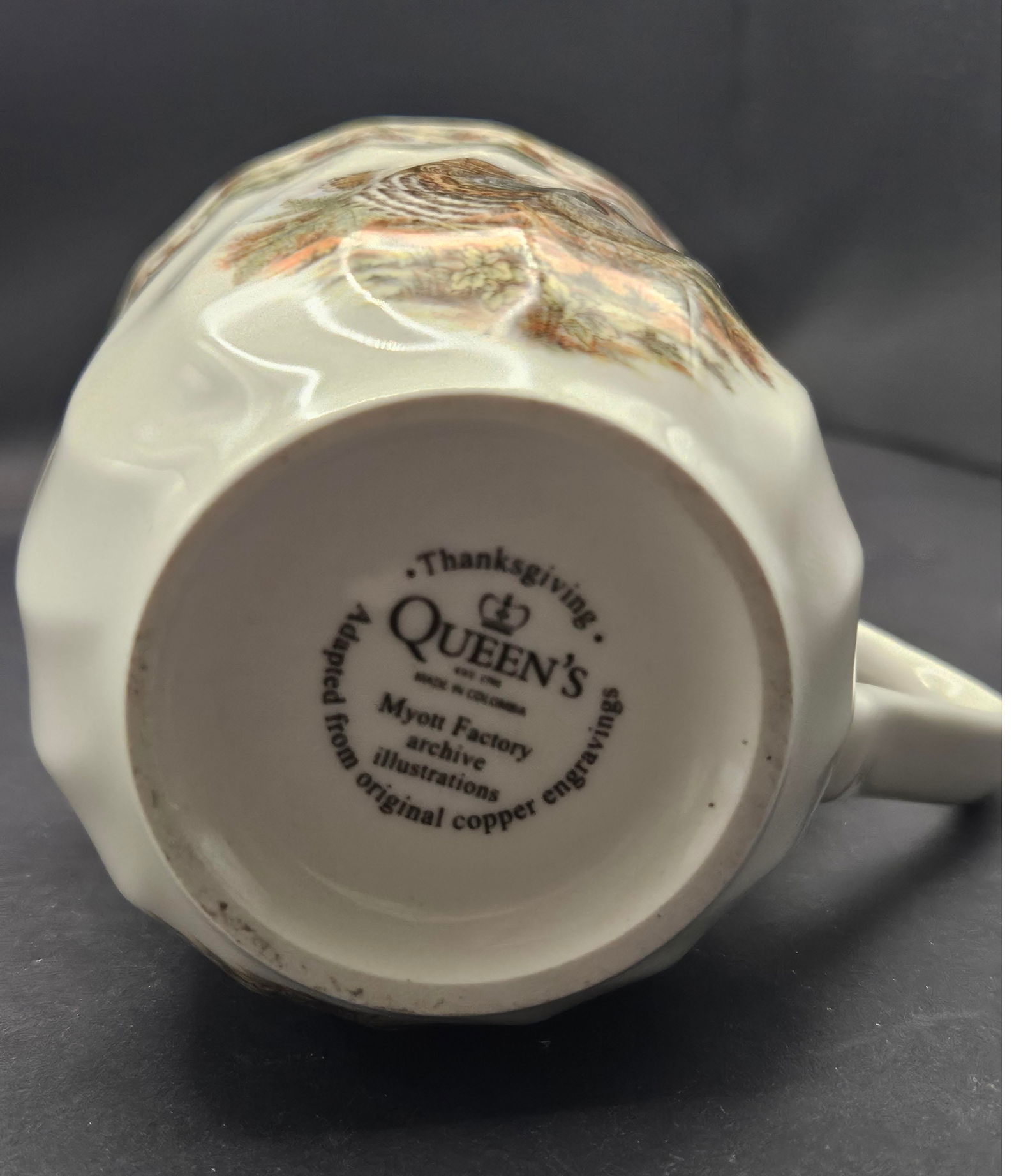 1990s Queens Myott Churchill Thanksgiving Turkey Multicolor Mug Coffee Tea Cup - 4