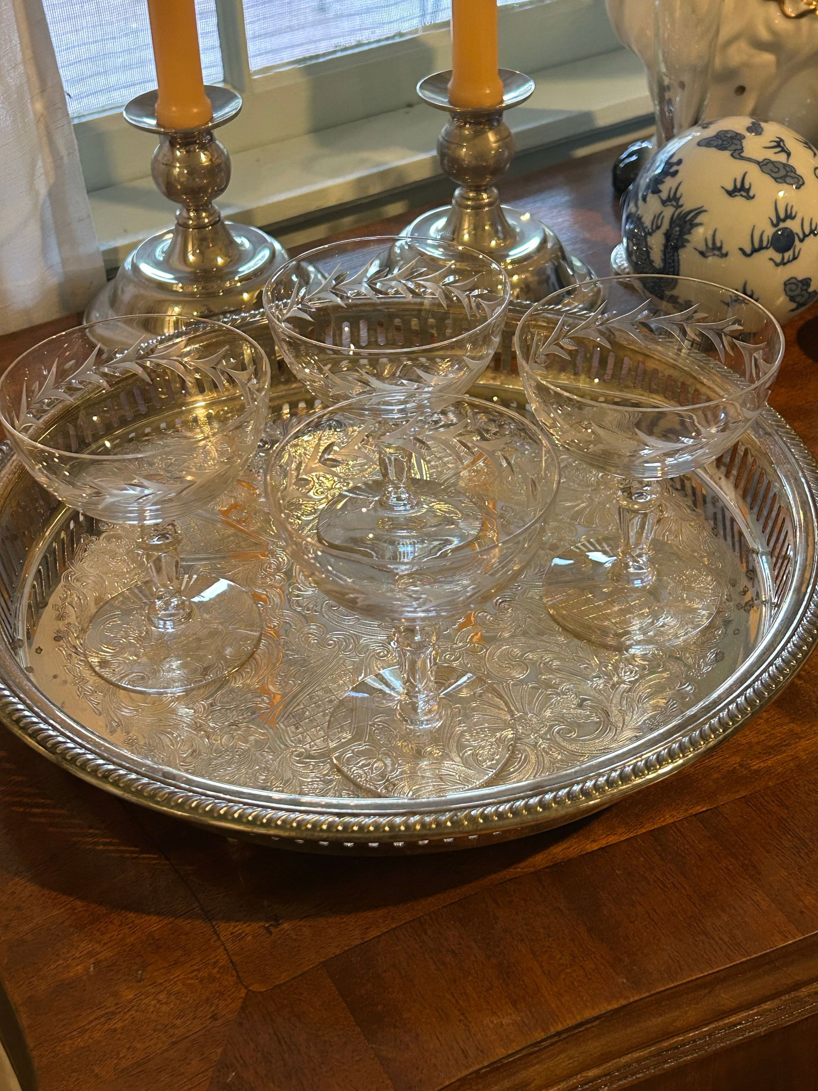 Mid 20th Century Fostoria "Holly Clear" Coupes or Low Sherbets - A Set of 4 - 3