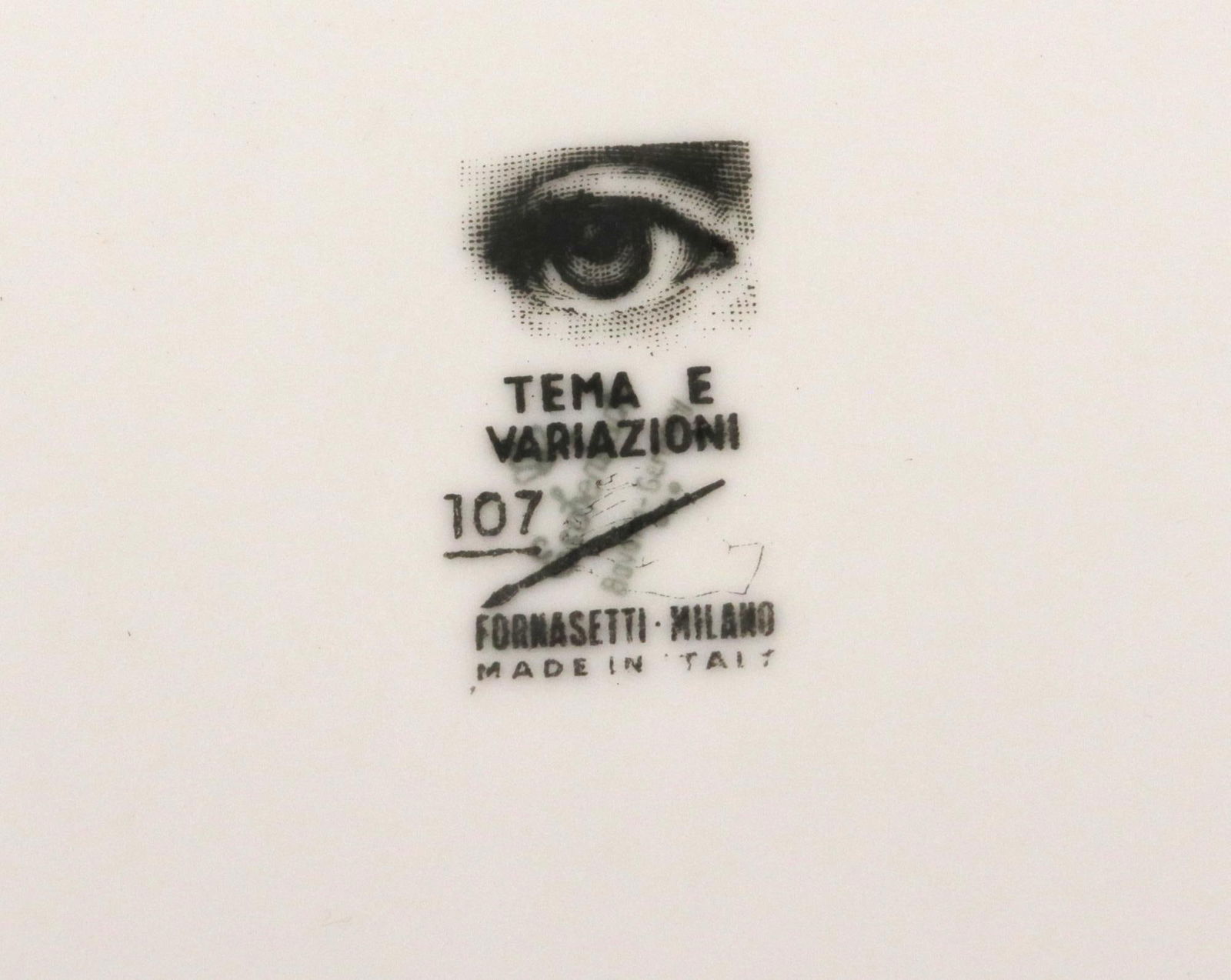 Piero Fornasetti Porcelain Themes & Variation Plate, Number 107 - 7