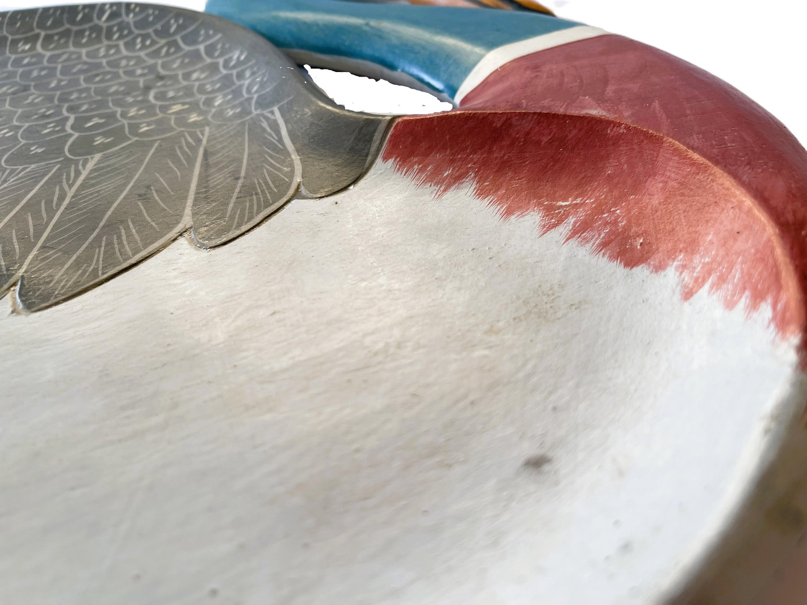 Late 20th Century Indonesian Folk Art Multicolor Hand-Painted Wood Duck Tray - 5