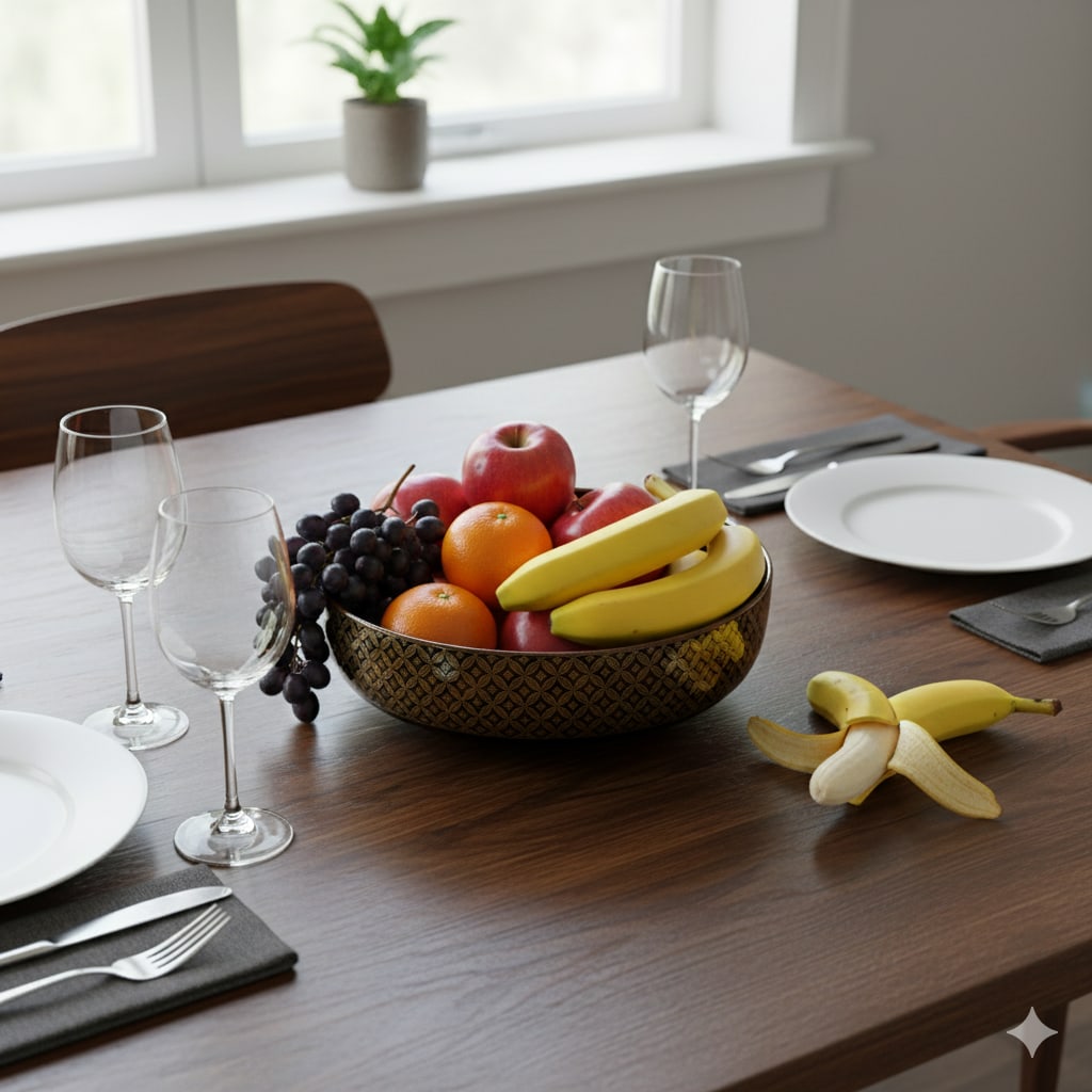9" Oriental Black Glaze Porcelain Flat Bowl Golden Flower Graphic - 7
