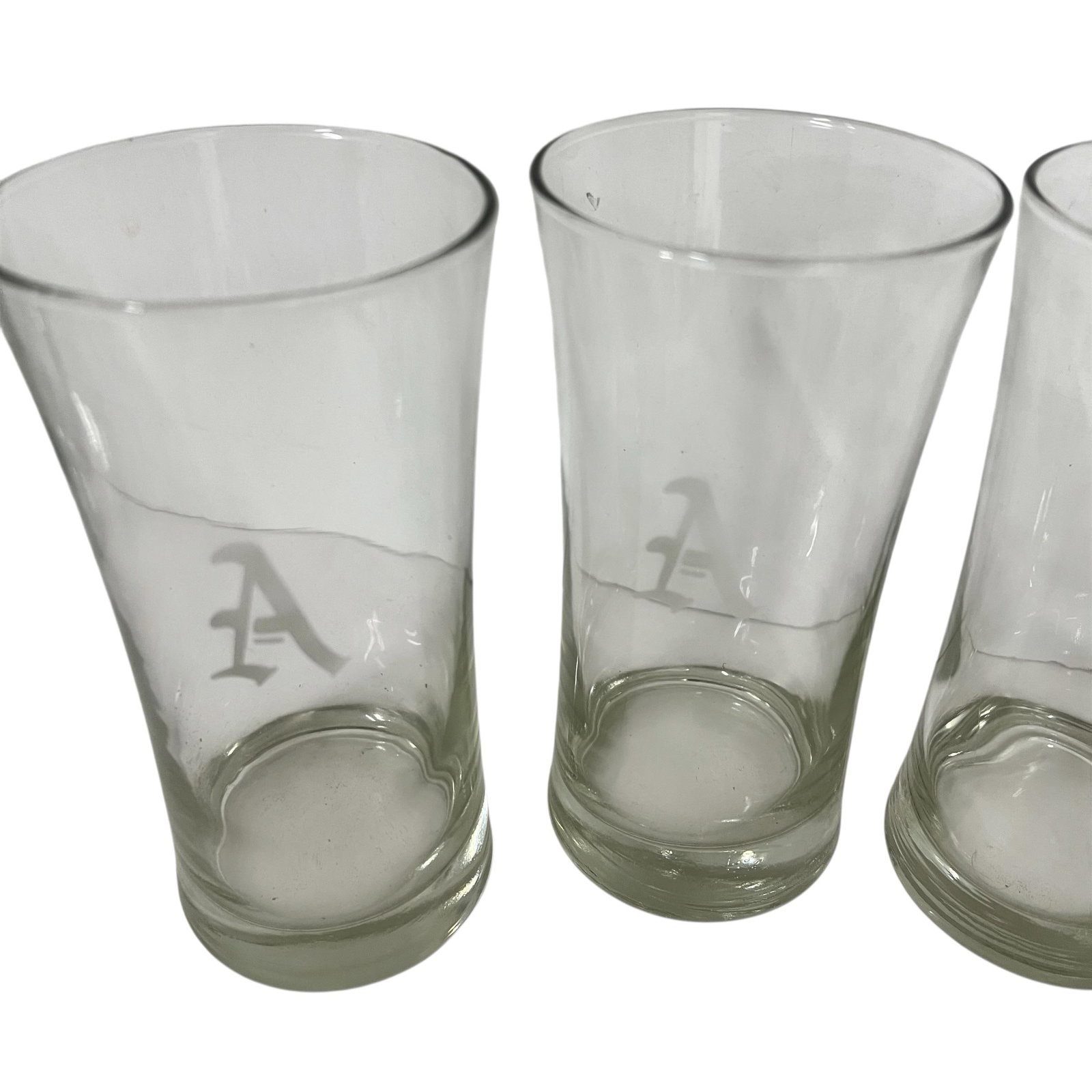 Vintage Mid Century Etched Monogrammed "A" Tea Glasses - Set of 4 - 2