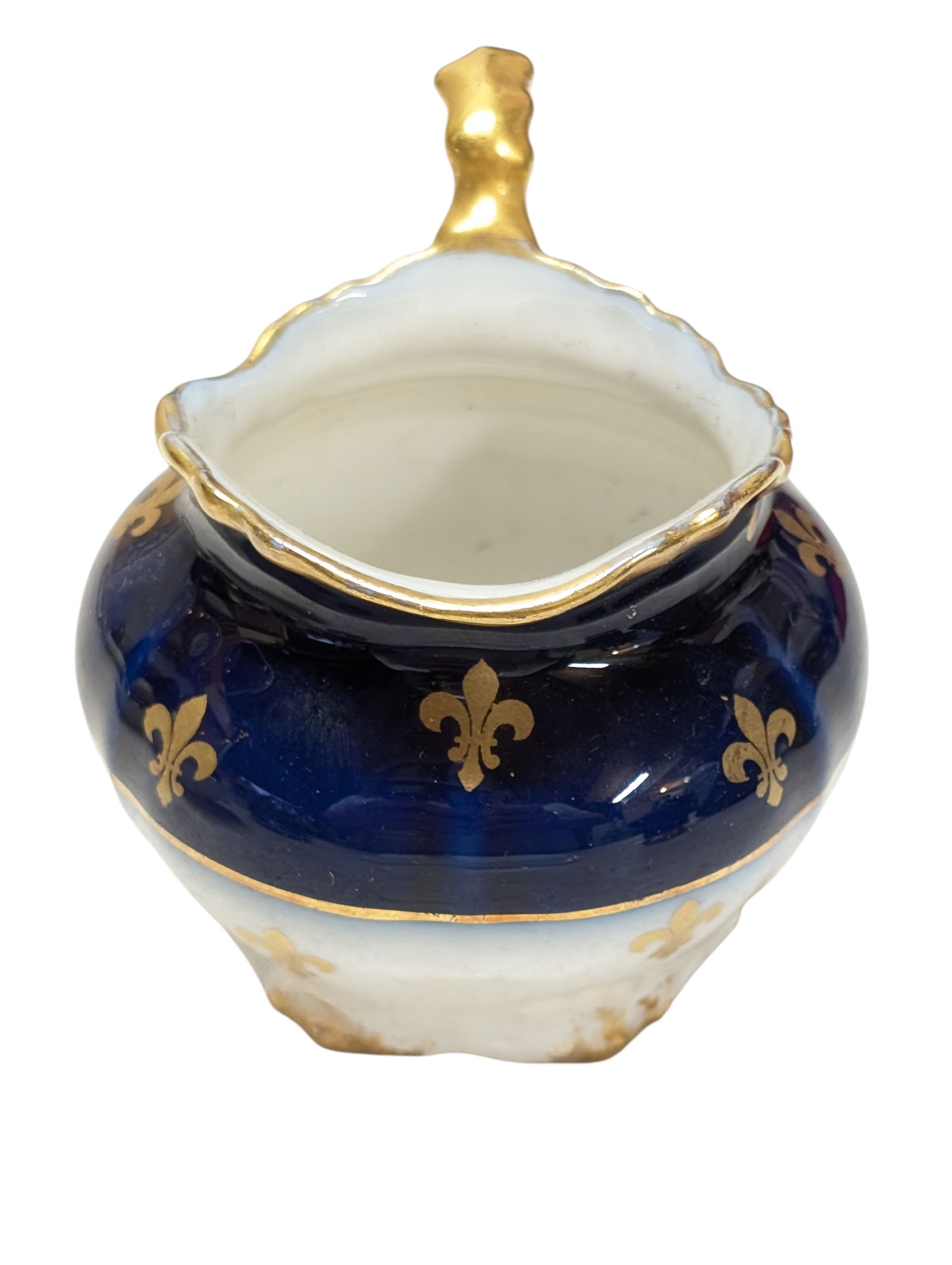 Late 19th Century J. Pouyat Limoges Porcelain Fleur De Lis Royal Blue & Gold Gilt Creamer - 4