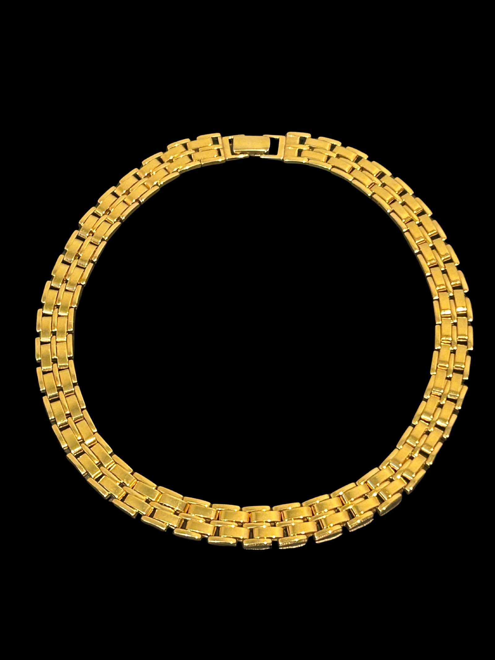 Vintage Napier Gold-Tone Bismarck Link Choker Necklace | Signed Designer Statement Collar, 17" | 1 - 2