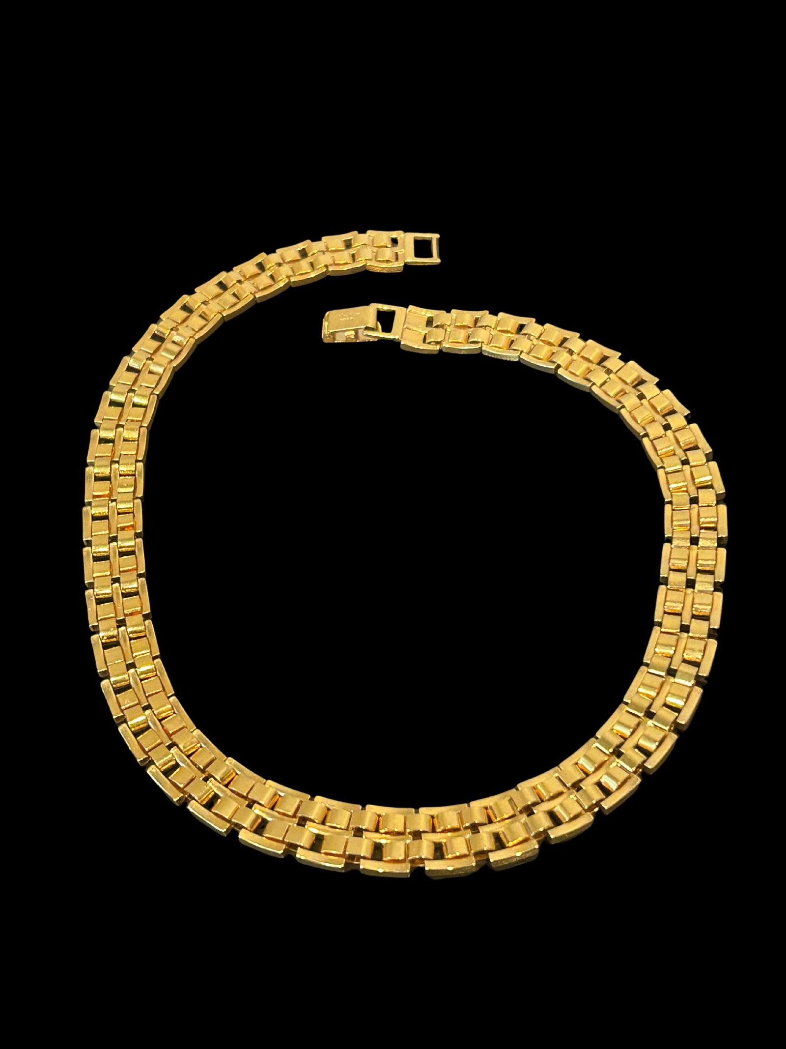 Vintage Napier Gold-Tone Bismarck Link Choker Necklace | Signed Designer Statement Collar, 17" | 1 - 4