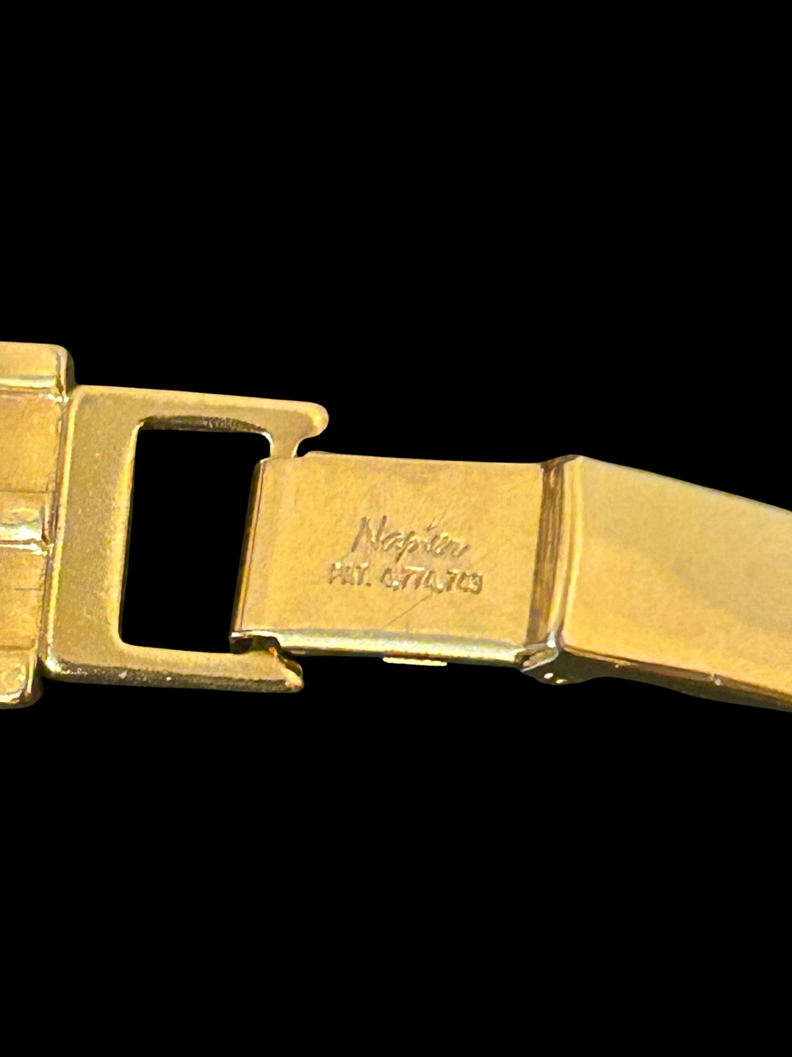 Vintage Napier Gold-Tone Bismarck Link Choker Necklace | Signed Designer Statement Collar, 17" | 1 - 6