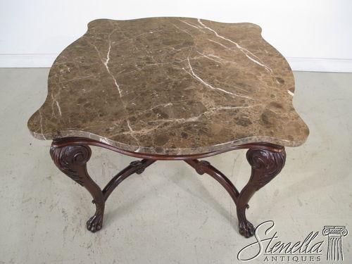 Marble Top Rococo Style Mahogany Table With Carved Paw Feet - 3