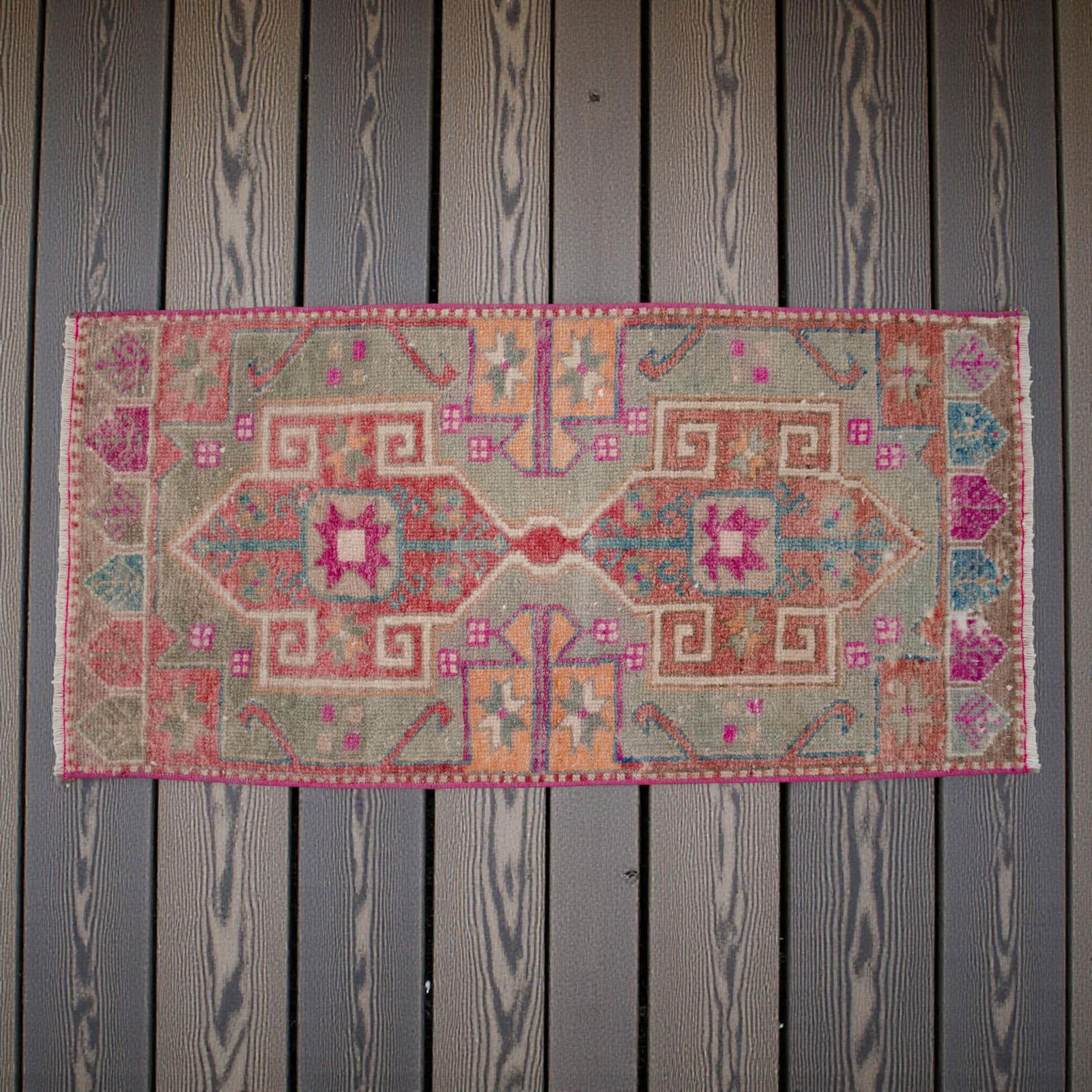 1970s Hand Knotted Door Mat, Entryway Rug, Bath Mat, Kitchen Decor, Small Rug, Turkish Rug - 1"² - 2