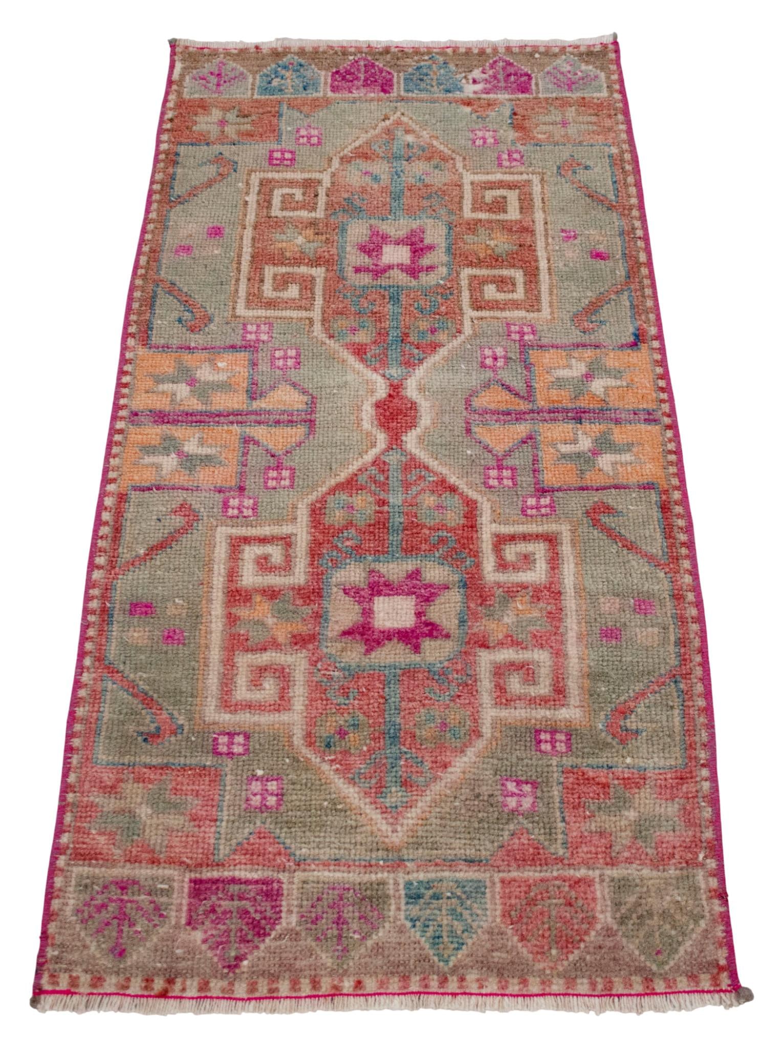 1970s Hand Knotted Door Mat, Entryway Rug, Bath Mat, Kitchen Decor, Small Rug, Turkish Rug - 1"² - 4