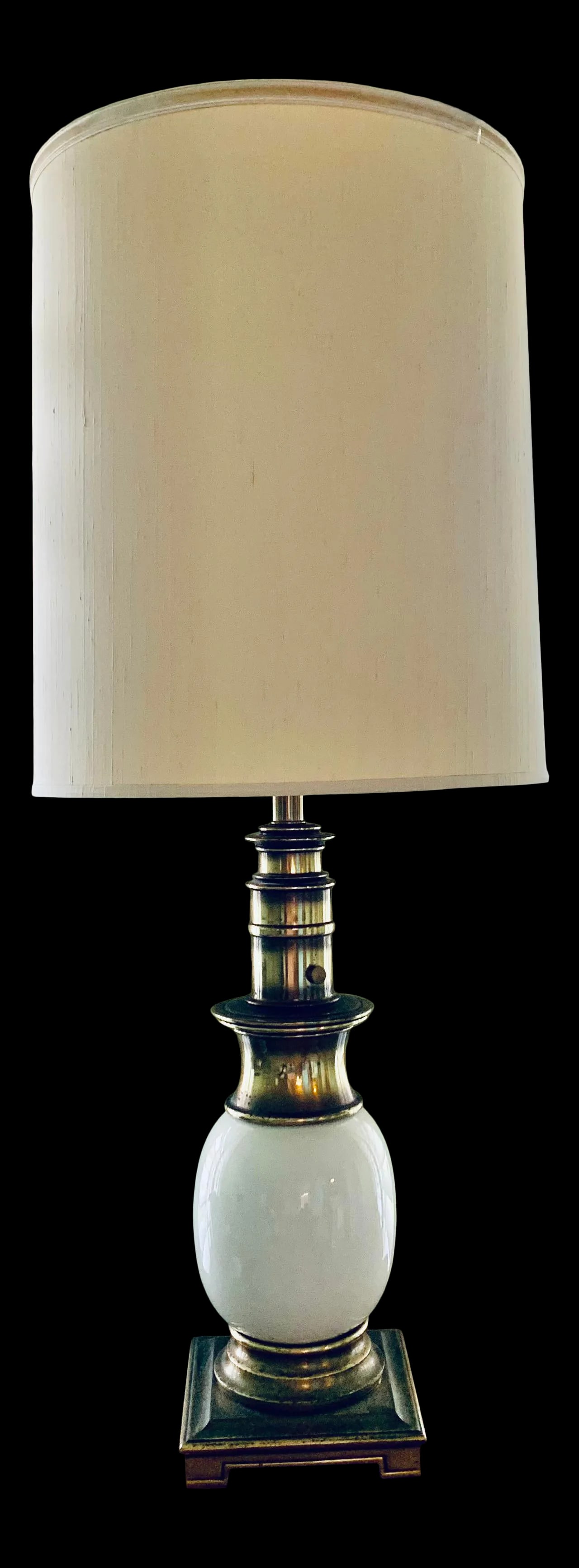 1950s Ostrich Egg and Vintage Brass Table Lamp Stiffel Style - 2