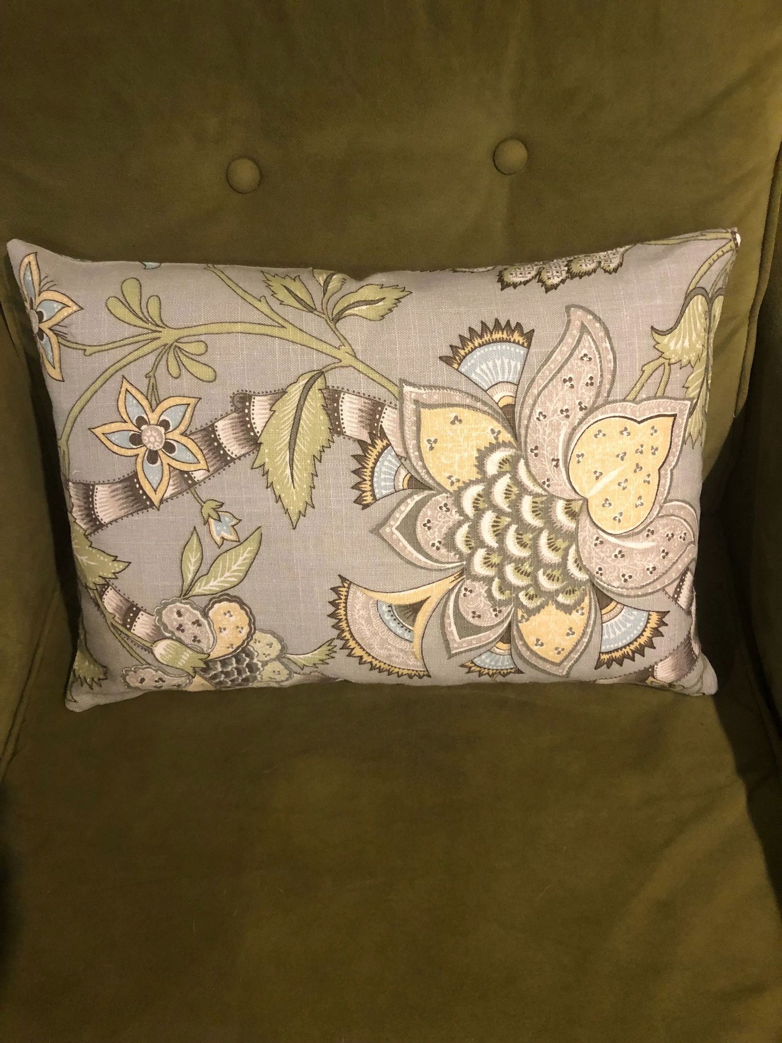 Custom Pindler and Pindler "Burgess Dove" Floral Lumbar Pillow - 7