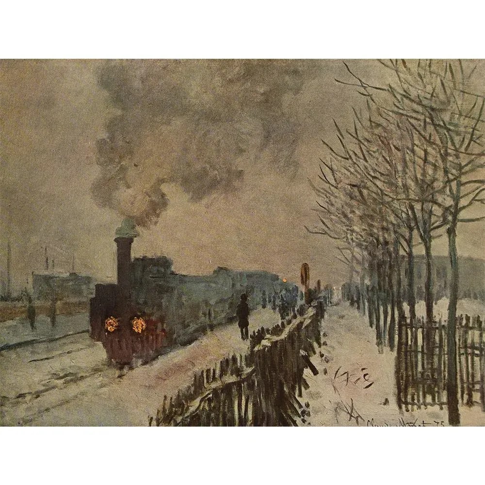 1950 After Claude Monet "Train in the Snow" First Edition Parisian Full-Color Print - 2