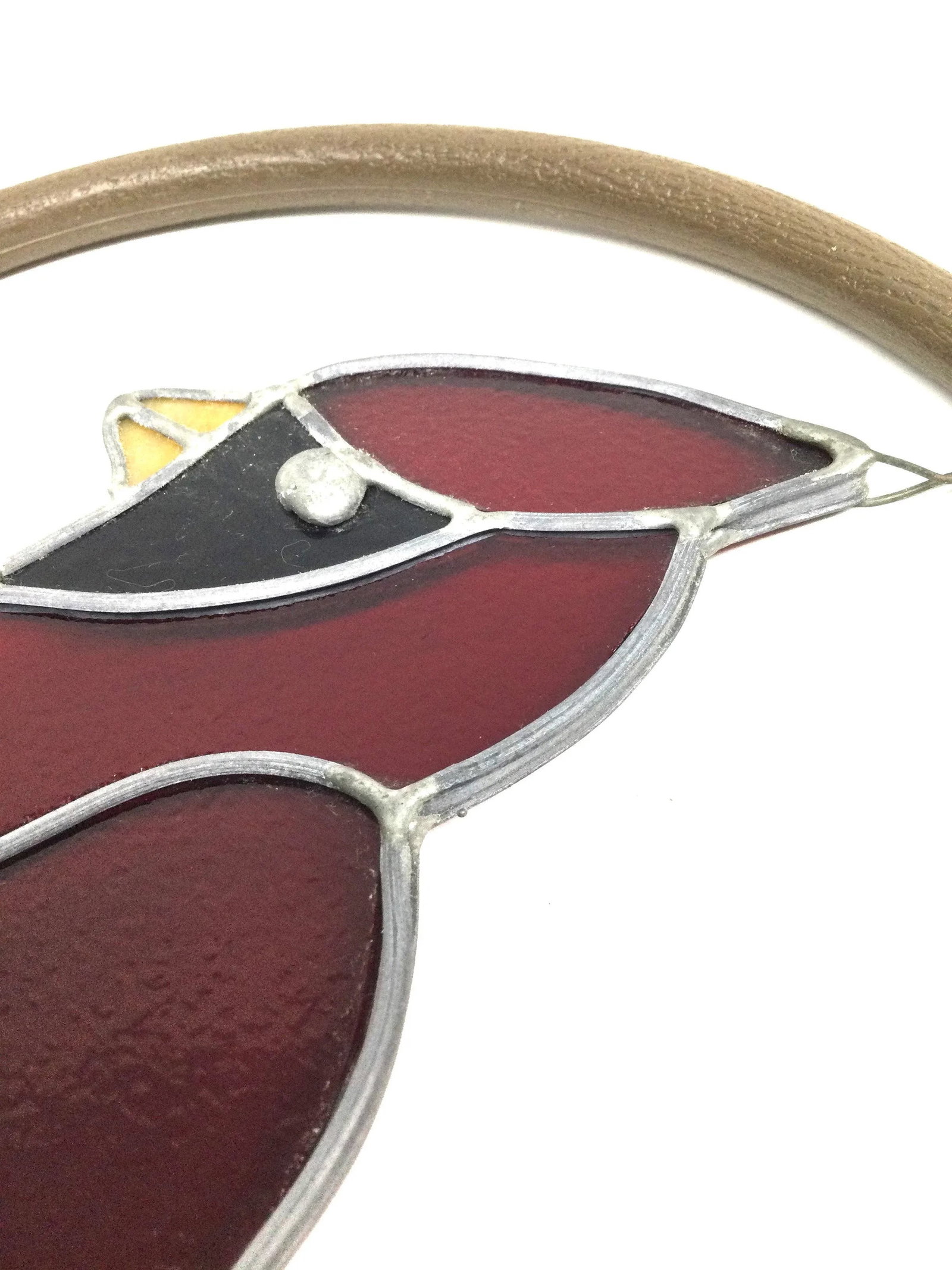 Lead Framed Artisan Glass Hanging Cardinal Sun Catcher - 6