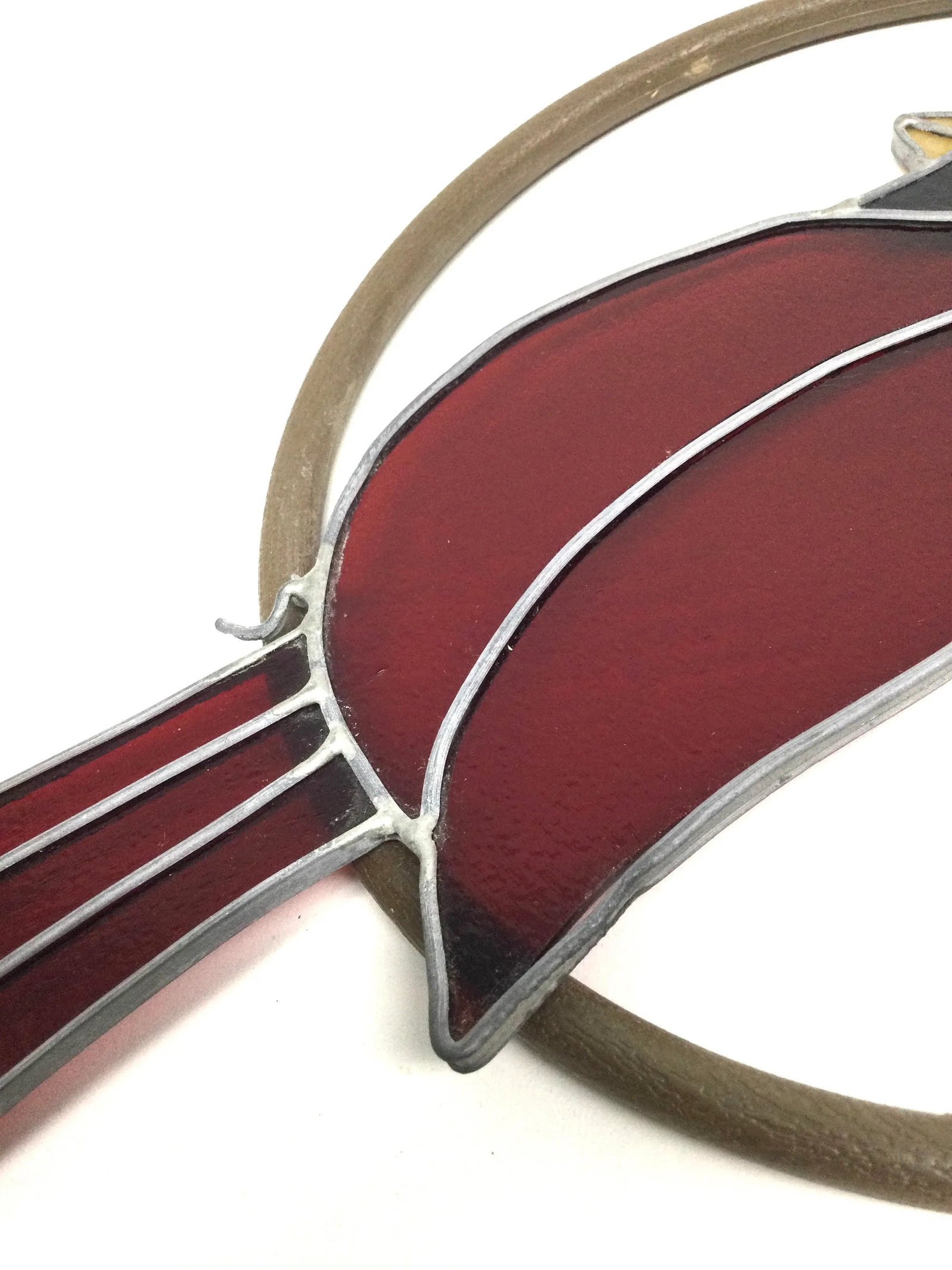 Lead Framed Artisan Glass Hanging Cardinal Sun Catcher - 7