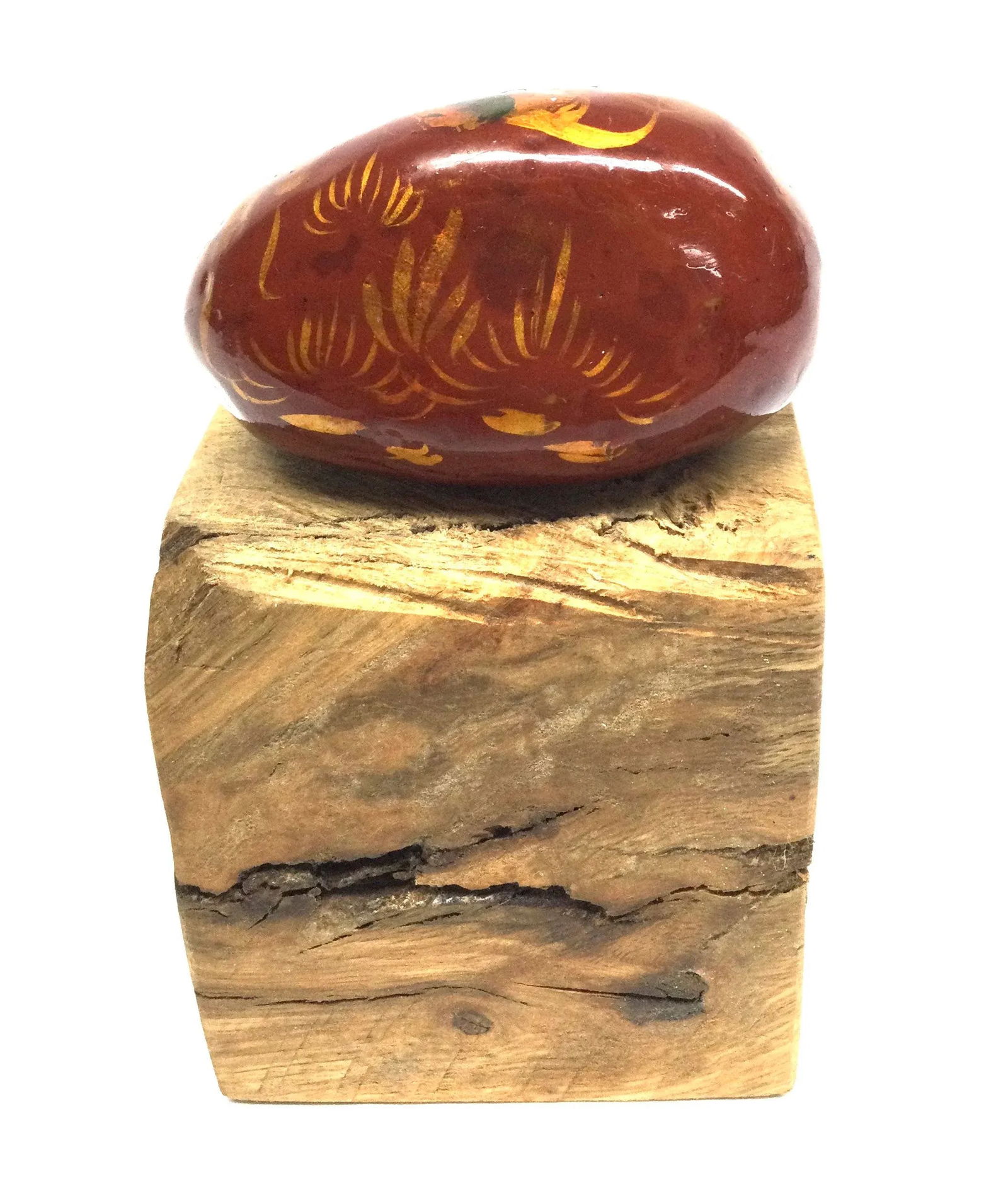 Vintage Artisan Hand Painted Fish Over Stone Paperweight - 7