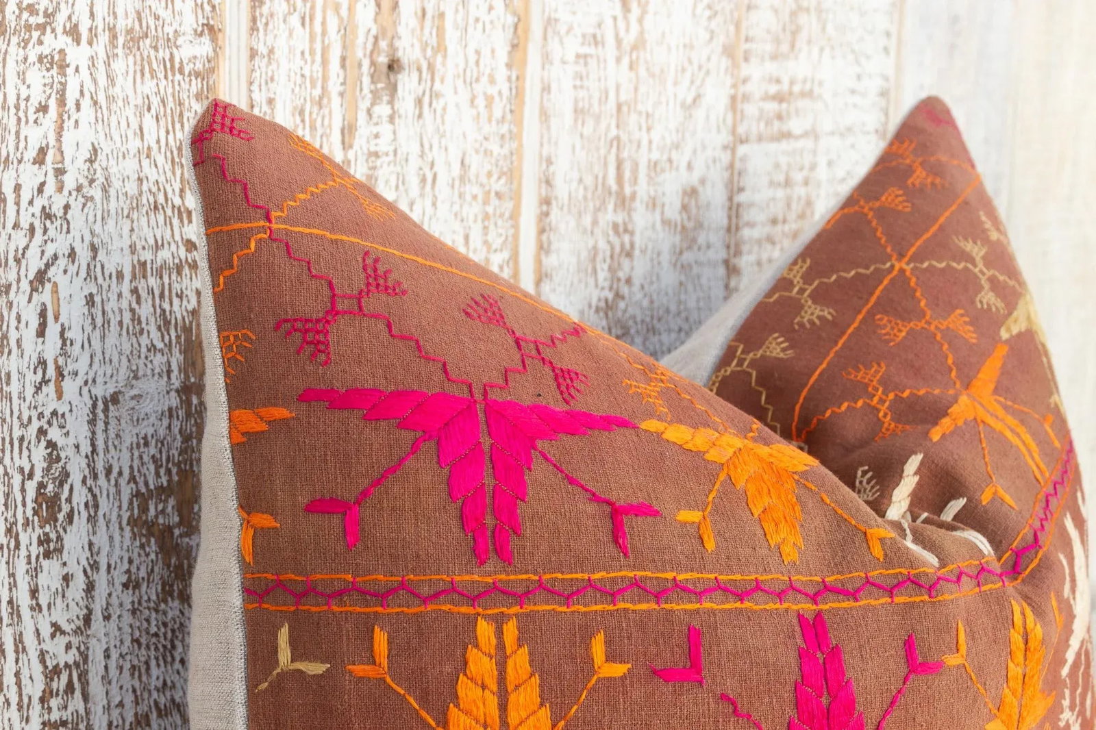 Ella Antique Indian Folk Lumbar Pillow - 6