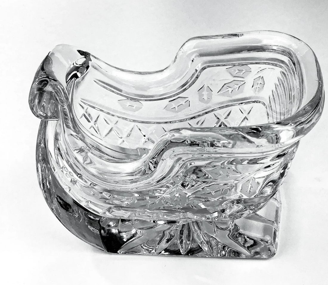 Vintage Glass Pressed Sleigh Trinket Box, Candle Holder or Planter - 2
