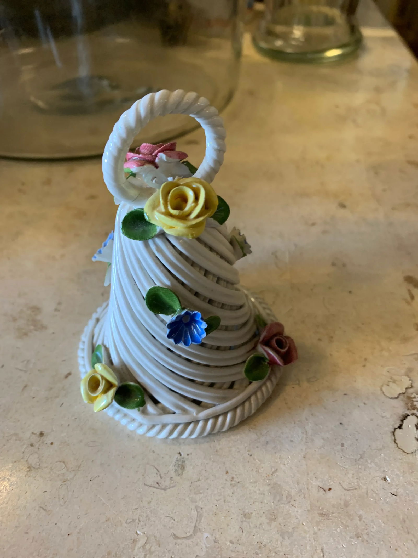 1980s Capodimonte Basketweave Porcelain Bell - 2