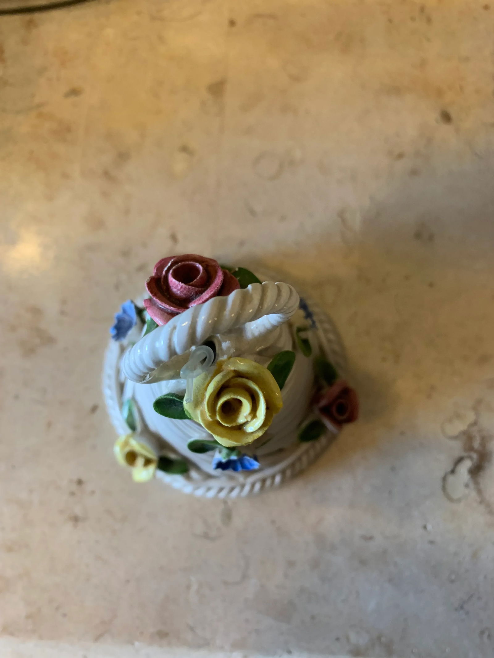 1980s Capodimonte Basketweave Porcelain Bell - 3