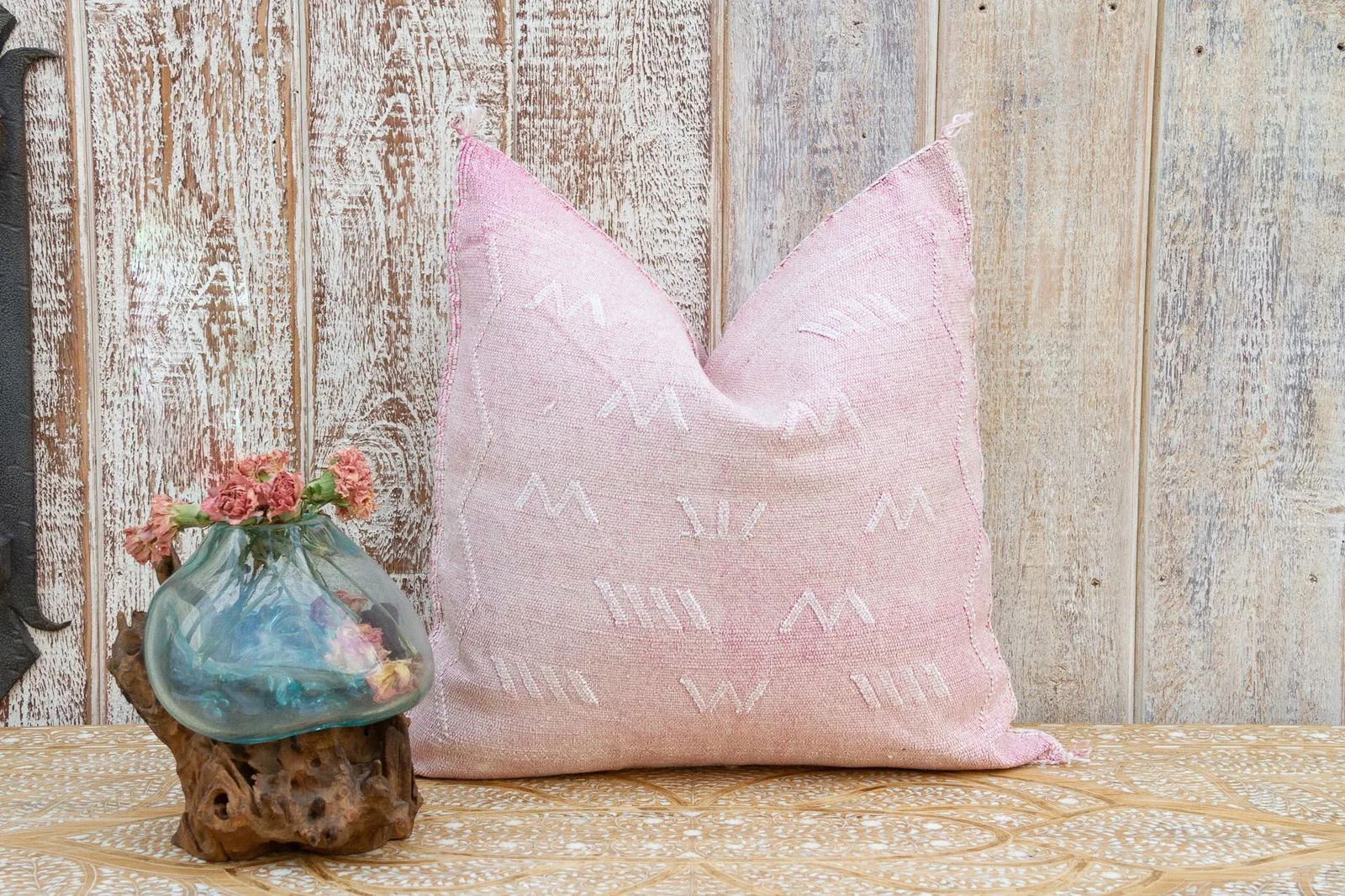 Coral Moroccan Silk Rug Pillow - 2