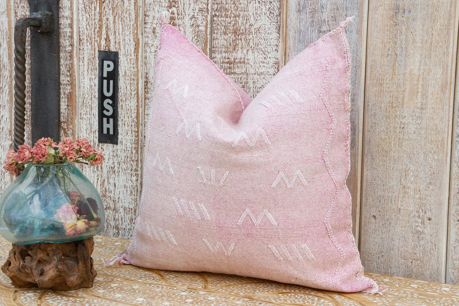 Coral Moroccan Silk Rug Pillow - 3