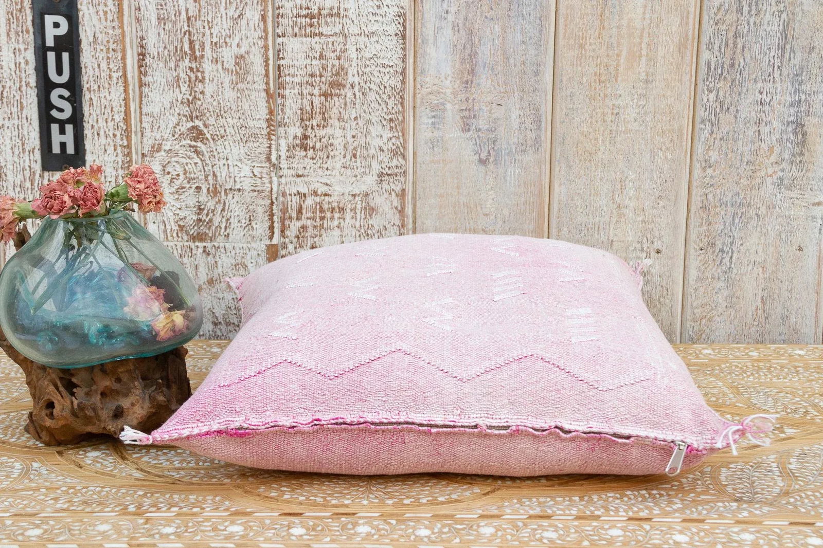 Coral Moroccan Silk Rug Pillow - 7