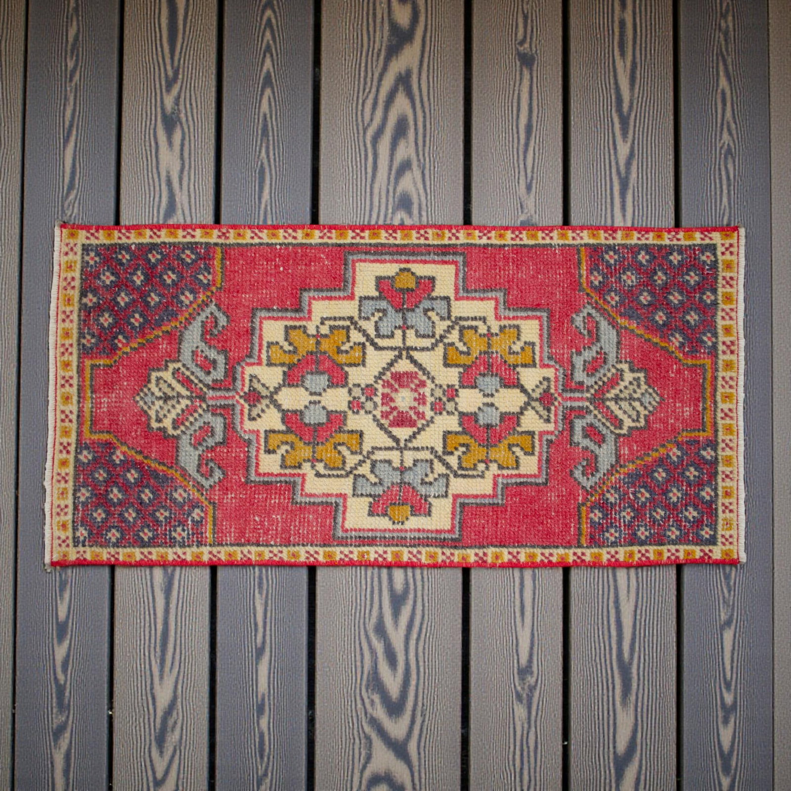 Hand Knotted Low Pile Turkish Small Rug Entry Decor, Bath Mat - 19'' X 38'' - 3