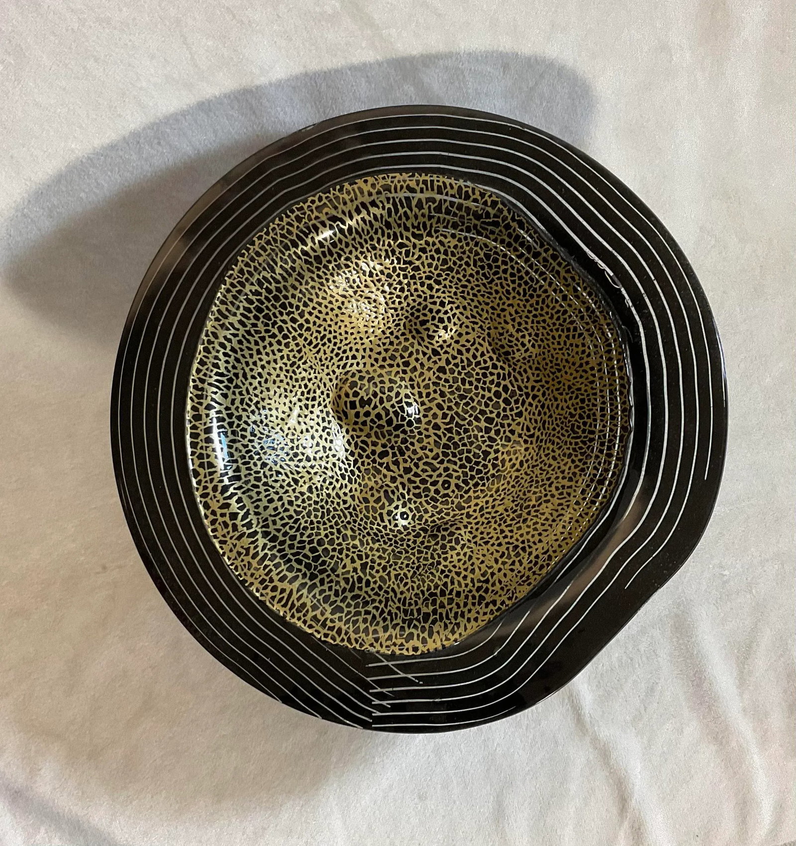 Large Italian Modern Art Glass Charger Centerpiece on Holder - 5