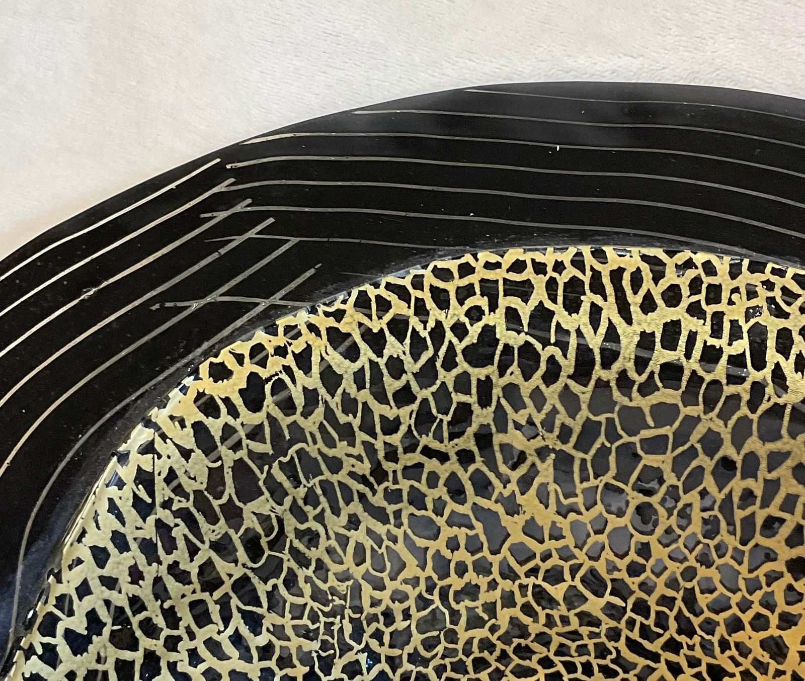 Large Italian Modern Art Glass Charger Centerpiece on Holder - 7