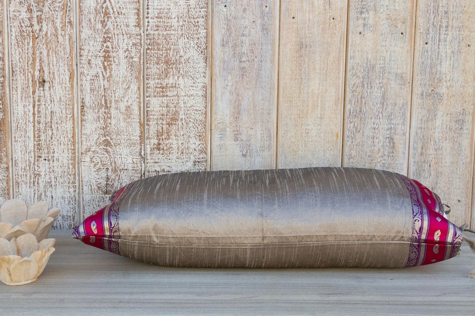 Vintage Rupa Large Festive Indian Silk Queen Lumbar Pillow Cover - 7