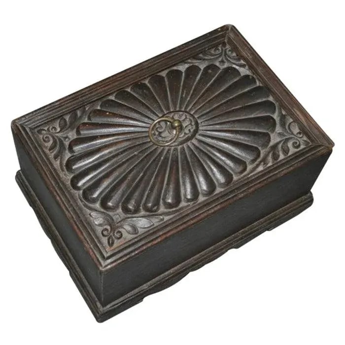 Vintage Rustic Carved Compartment Box - 3