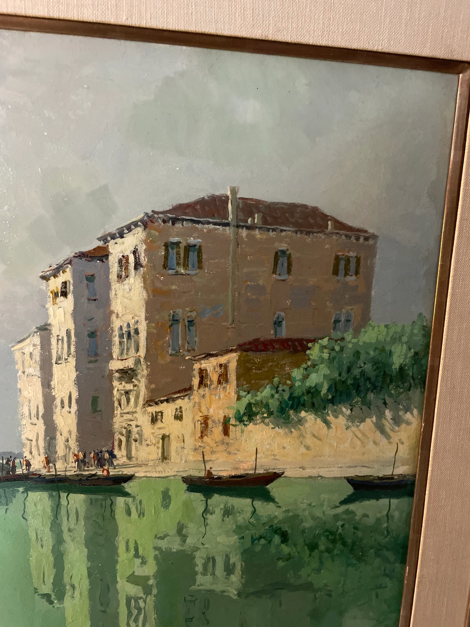 Mid 20th Century Venetian Oil Painting of a Canal View by Giuseppe Marino, Framed - 5