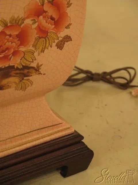 Oriental Style Floral Paint Decorated Table Lamp - 2