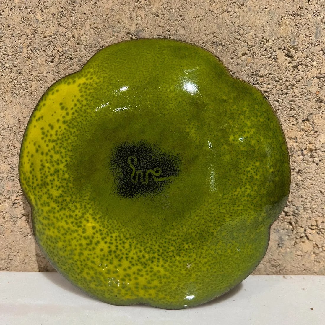 1960s Color Fusion Art Scalloped Enamel Copper Plate Eve Rabinowe - 7