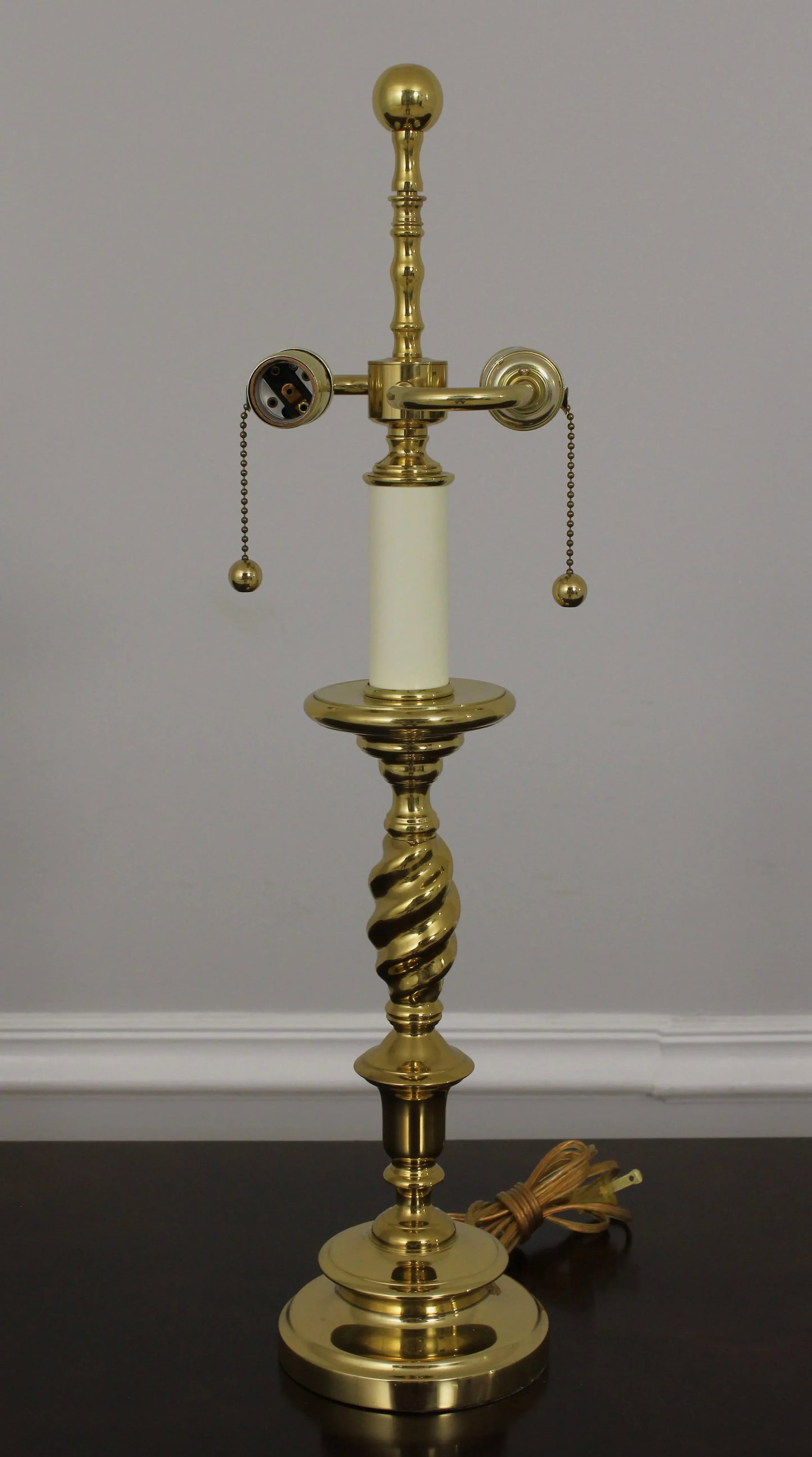 Brass Double Arm Spiral Candlestick Lamp - 8