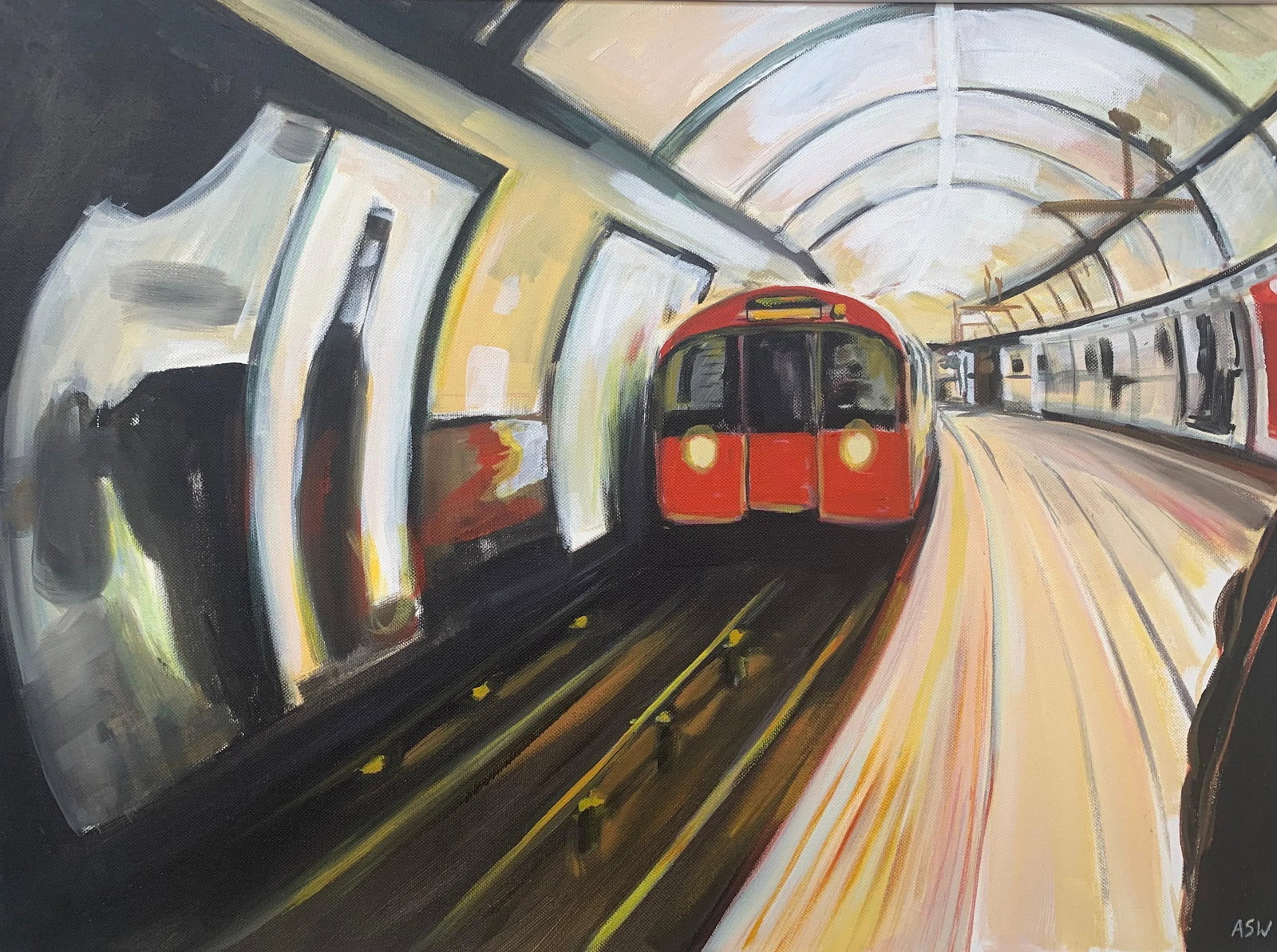 Original Painting of the London Underground by Contemporary Urban Artist - 5