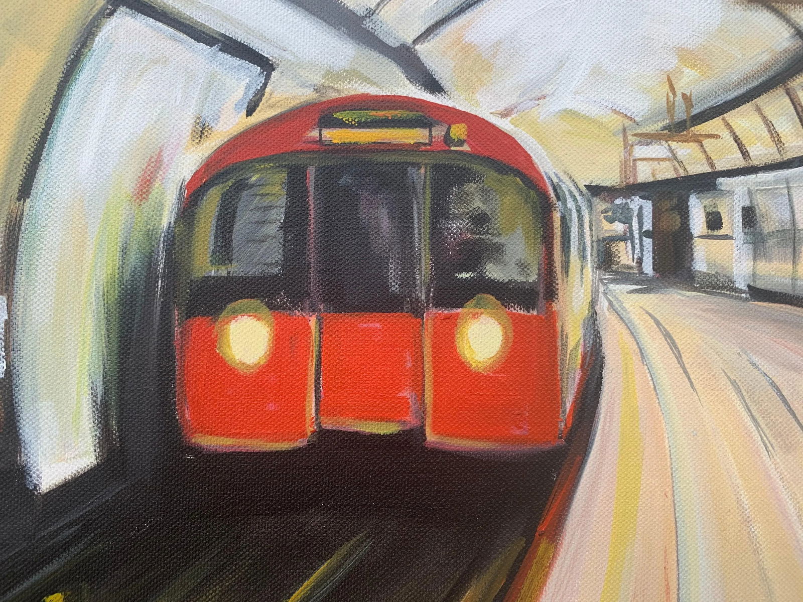 Original Painting of the London Underground by Contemporary Urban Artist - 7