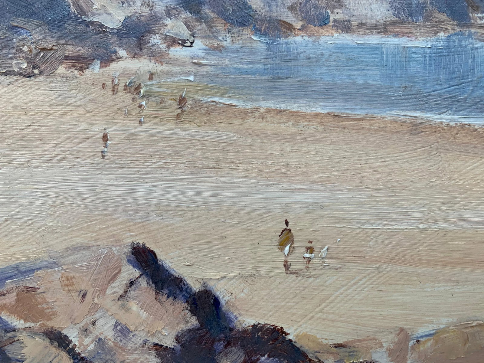 Vintage Oil Painting of Landscape Seascape of the Little Bay in Jersey by British Artist, 1990 Circa - 3