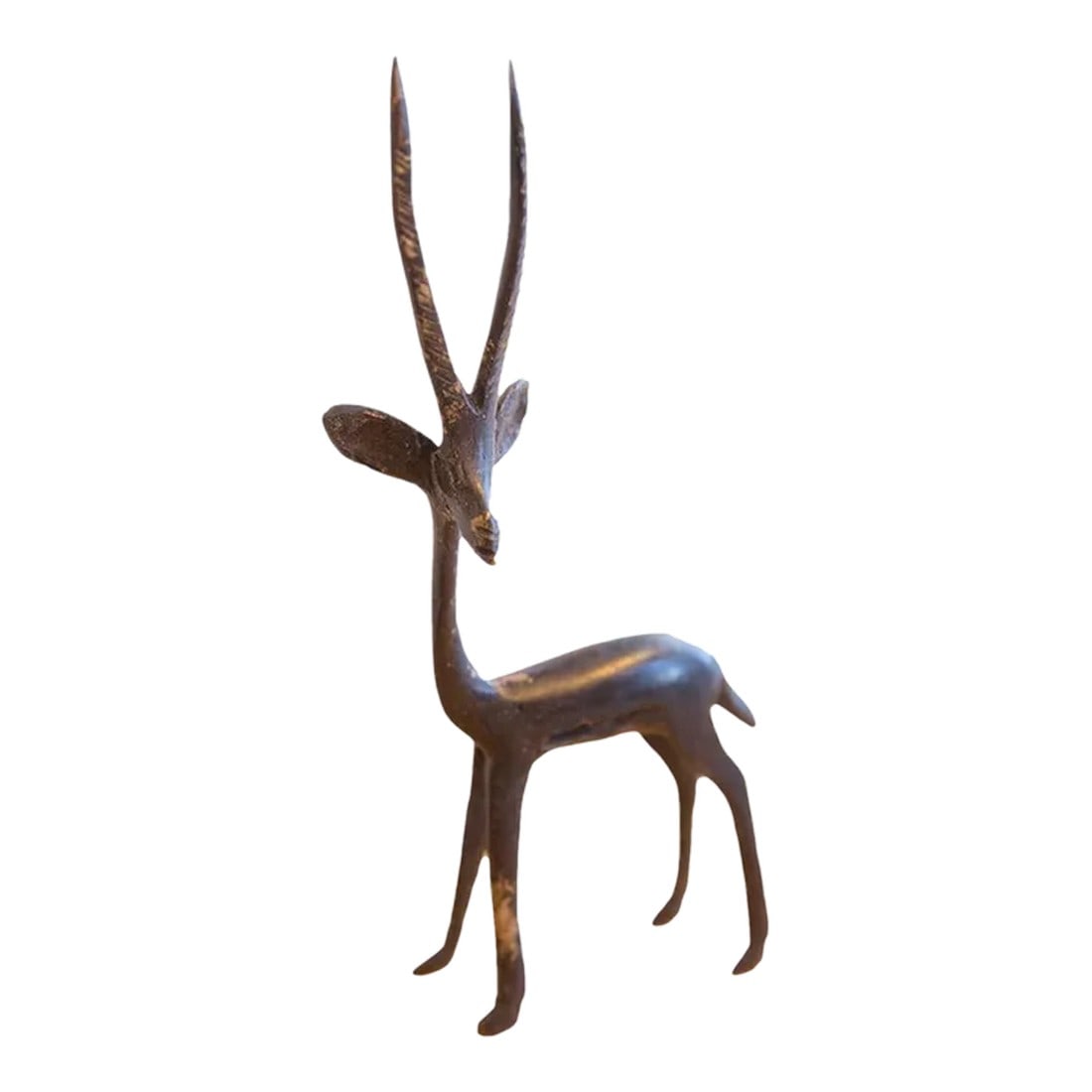 Vintage African Left Facing Gazelle With Dark Patina (1 of 7)