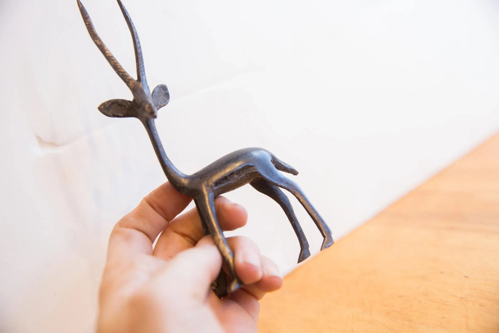 Vintage African Left Facing Gazelle With Dark Patina - 5