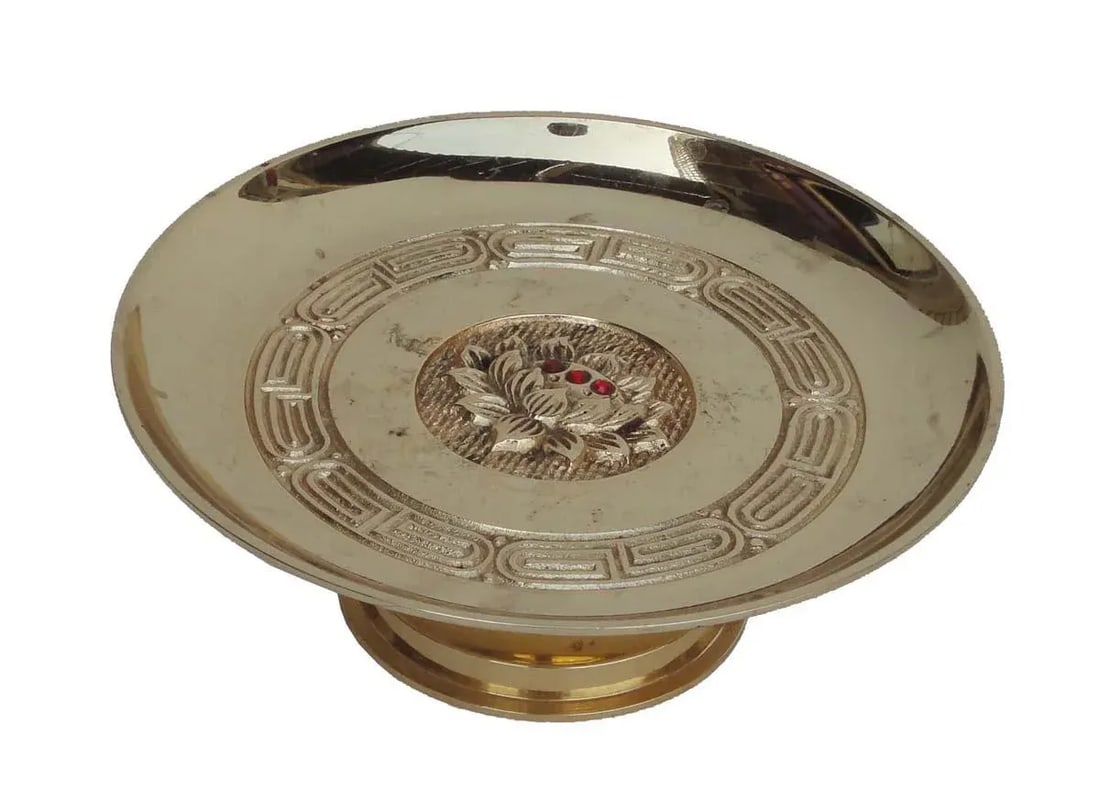 Chinese Copper Offering Plate / Candle Holder - 2