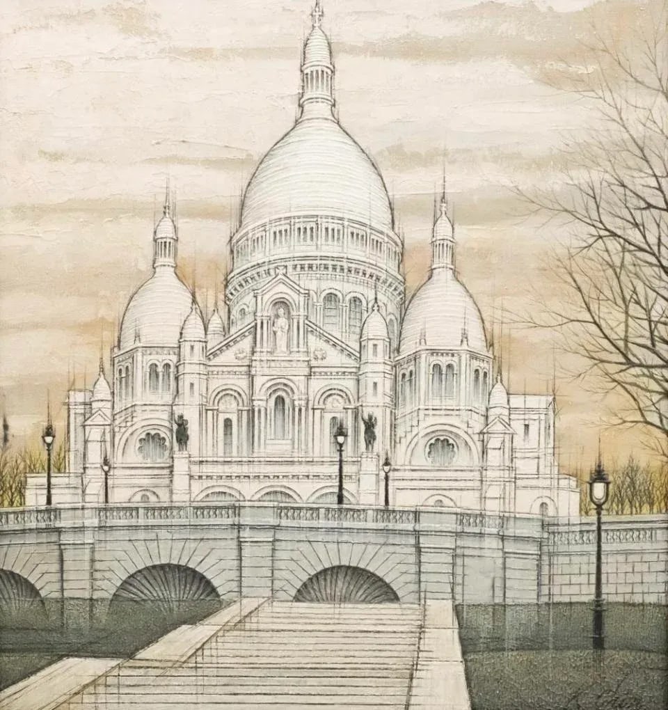 K. Chin Basilica of SacrÃƒÂ© Coeur in the Manner of Buffet Mont Martre Paris - 2