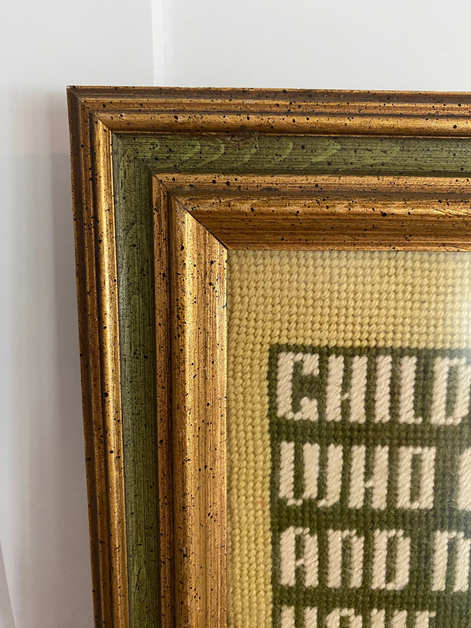 Vintage Needlepoint Child and Dog Picture Framed - 2